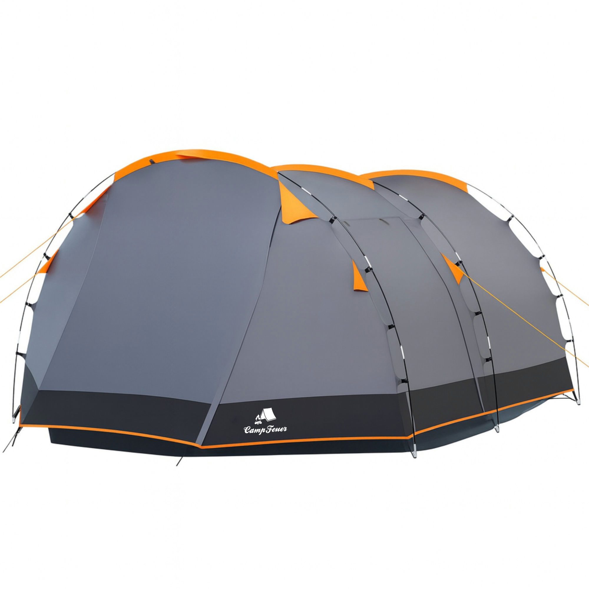 CampFeuer Dome Tent Super+ for 4 people, Grey/Black, XXL Tunnel Tent, Capacity: 4 people