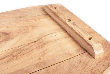 Junado® Tischplatte Curtis, aus Akazienholz massiv + naturfarben + lackiert, Baumkanten-Platte fü