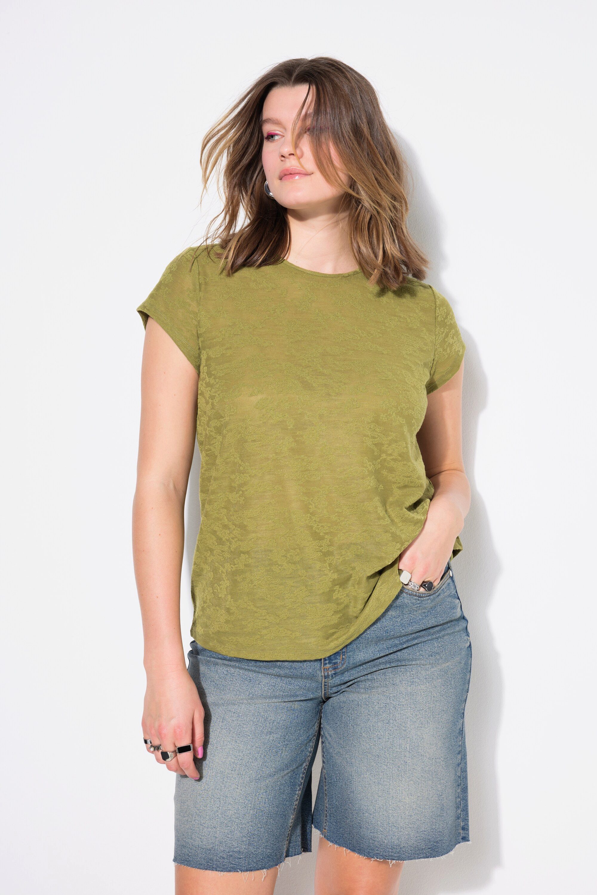 T-Shirt T-Shirt Classic Shape Jacquard-Jersey mit Muster