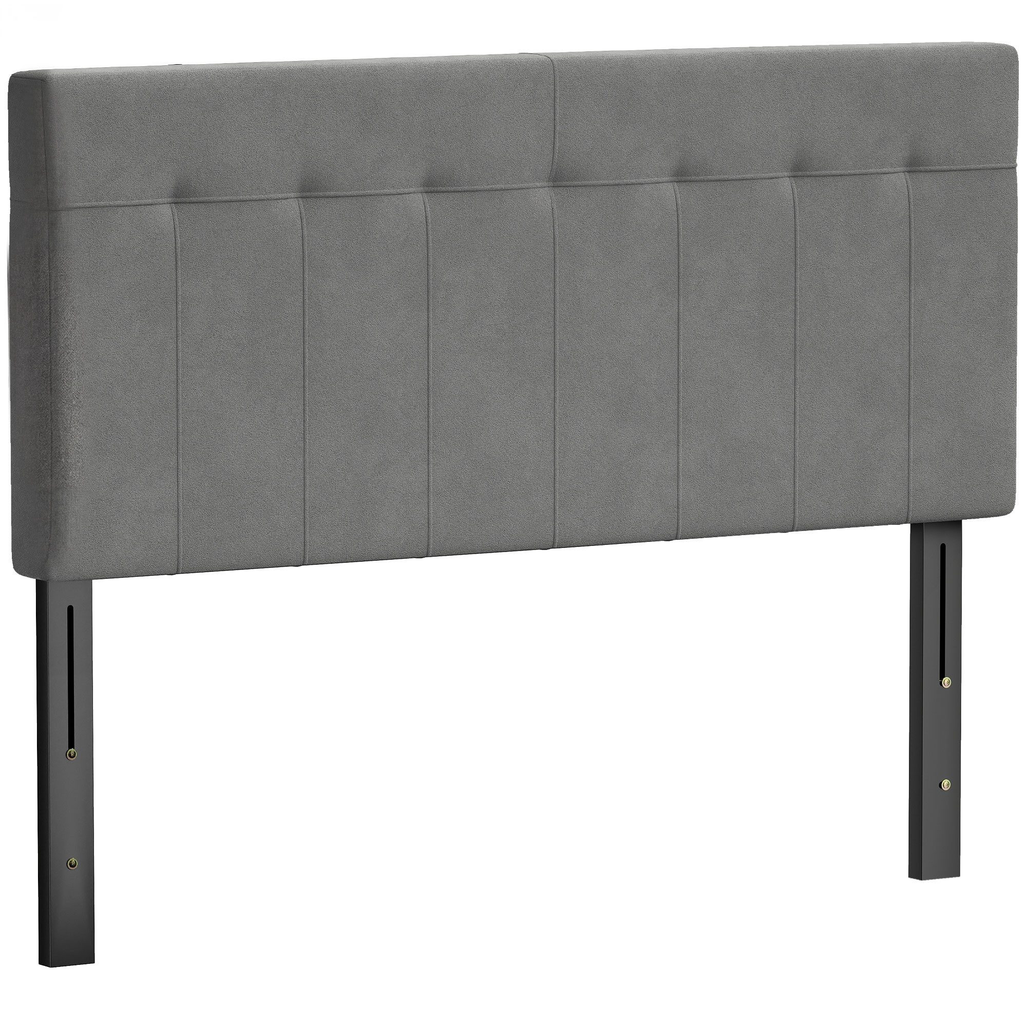 HOMCOM Kopfteil 3-fach höhenverstellbar Bettkopfteil mit Metallbeinen gesteppt, (Bettkopfteil, 1 St., Polsterkopfteil für Bett), für Schlafzimmer, Grau