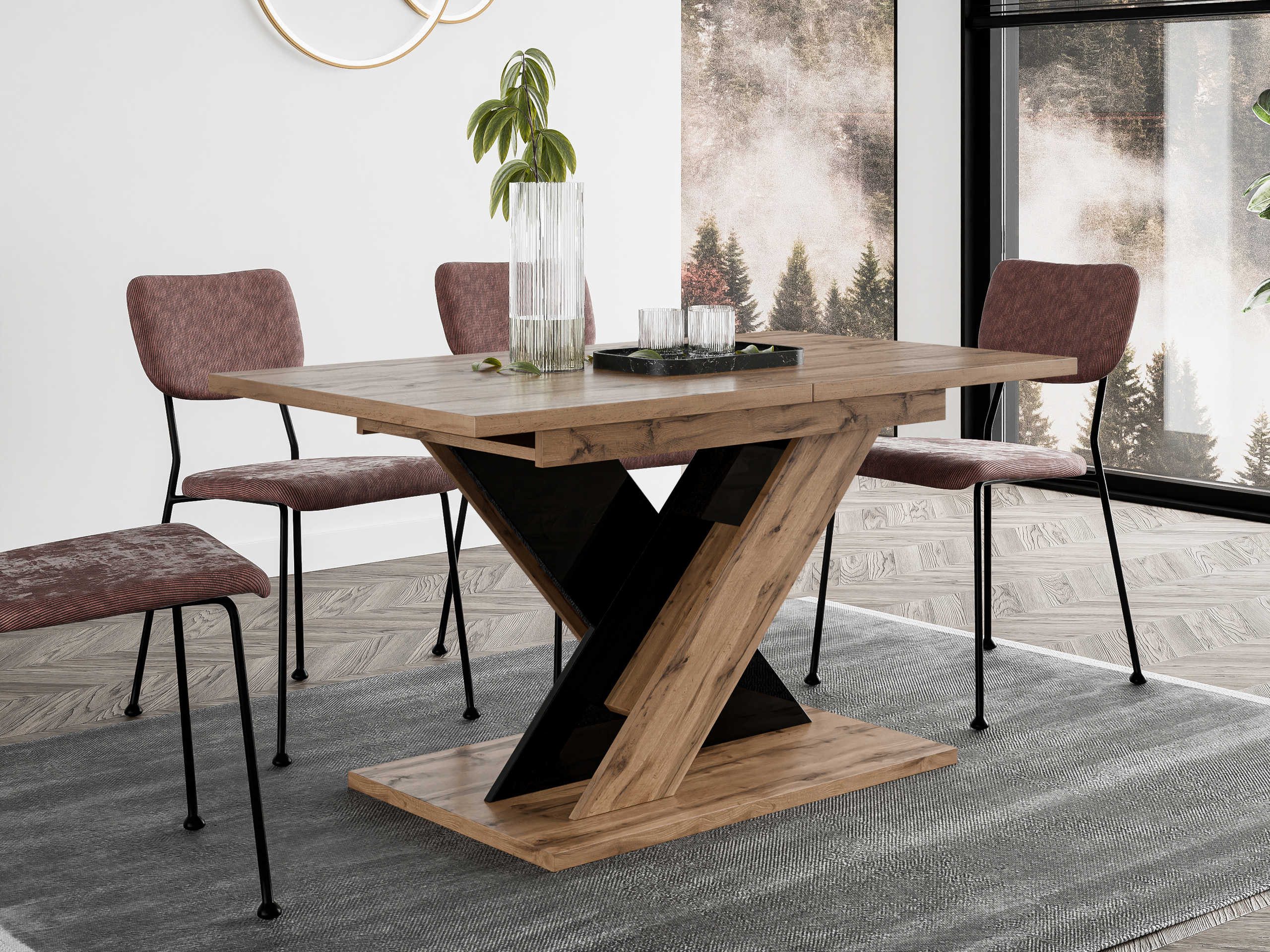 MIRJAN24 Esstisch Toxx 160 (Ausziehbar - 1x Einlegeplatte), Rechteck, 120-160x80x75 cm