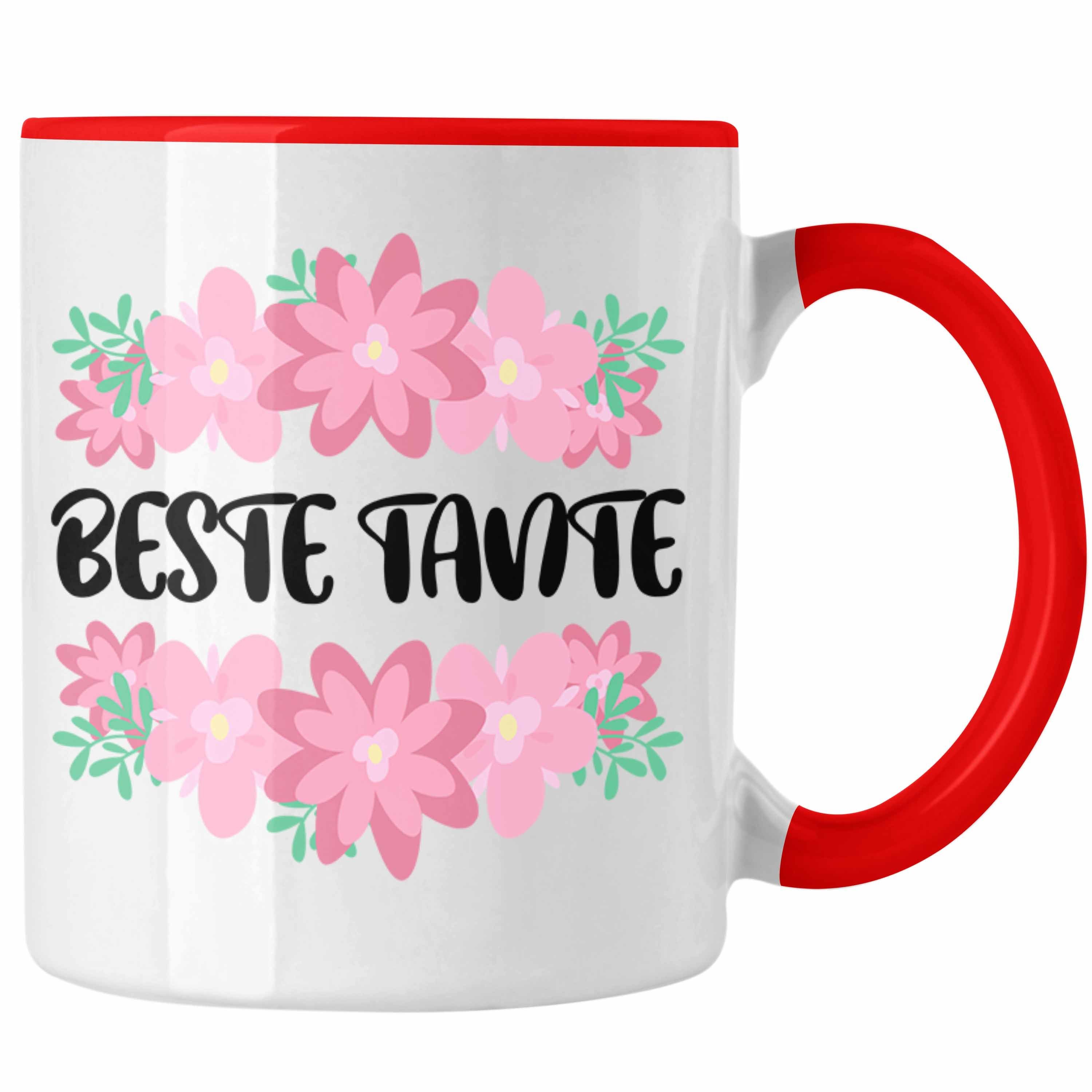 Trendation Tasse Trendation Rot Beste Tasse - Spruch Tante - Beste Lustig - Tante Lieblingstante Geschenkidee Geschenk Kaffeetasse