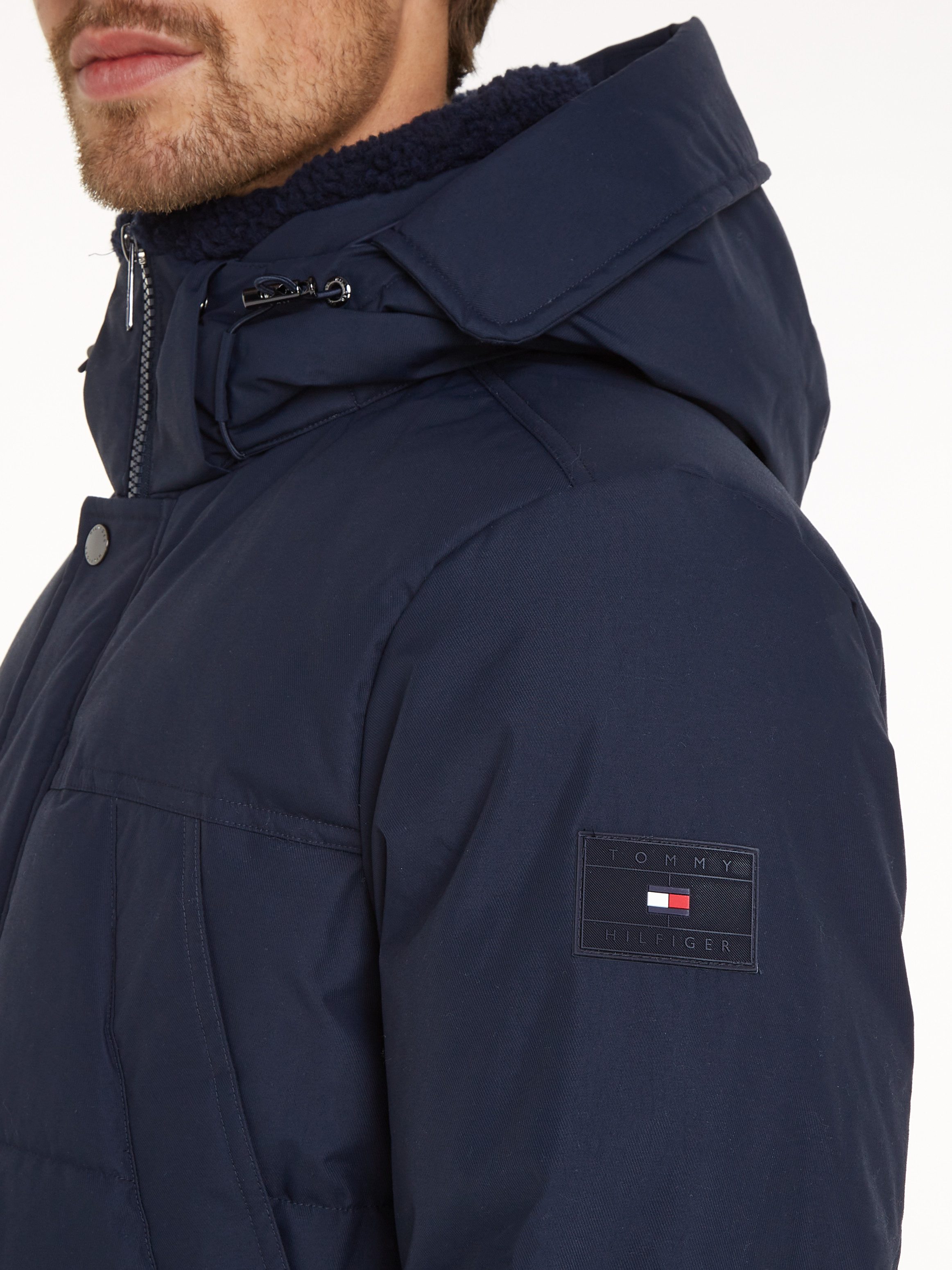 Tommy Hilfiger Parka ROCKIE UTILITY PARKA Winterjacke, Outdoorjacke hoch geschlossen, Stehakragen mit Fellimitat