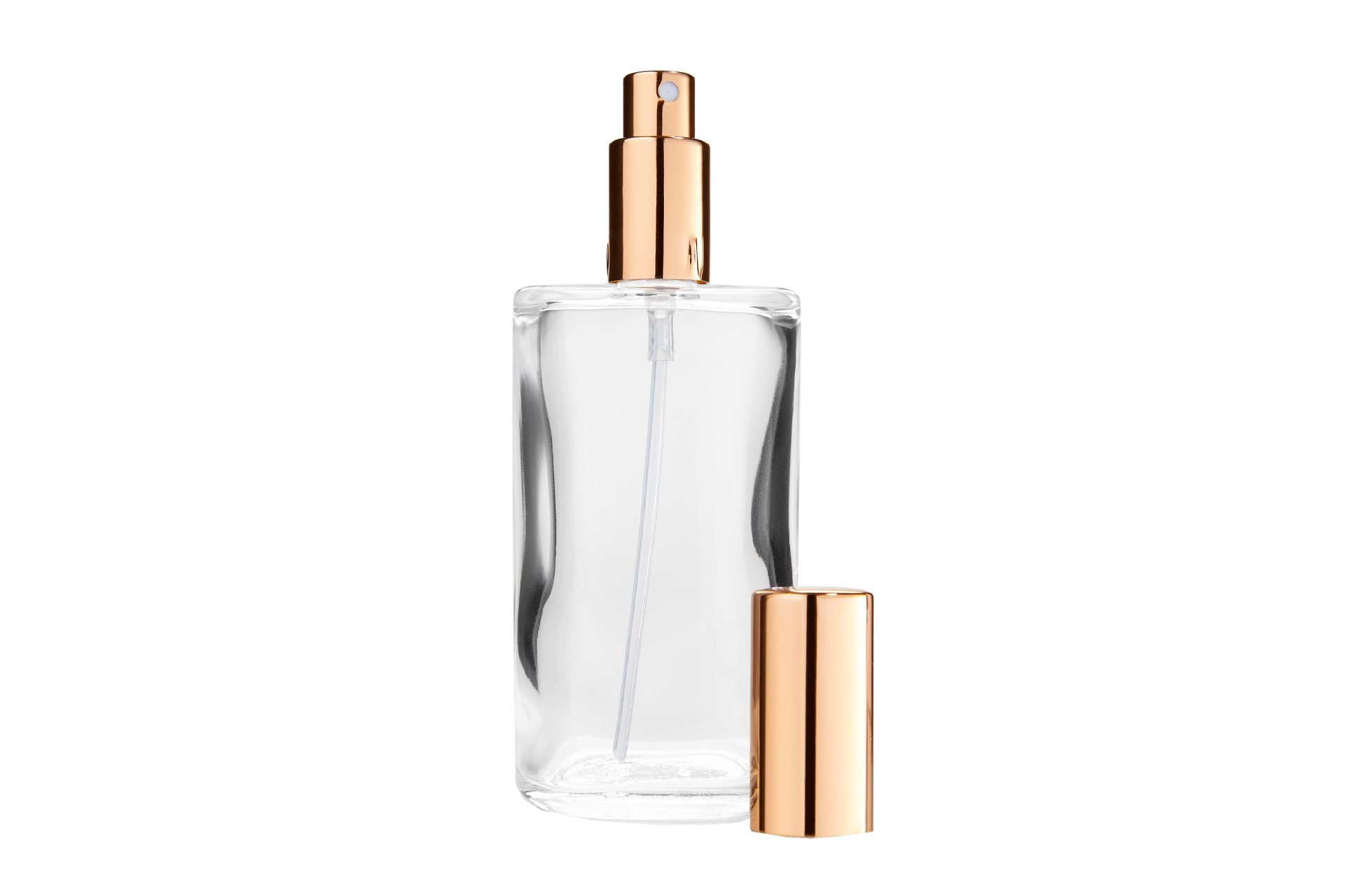 Fantasia Beauty Parfümzerstäuber Tischzerstäuber, Glas, oval, mit Zerstäuberpumpe goldfarben (1 St), Parfüm-Zerstäuber