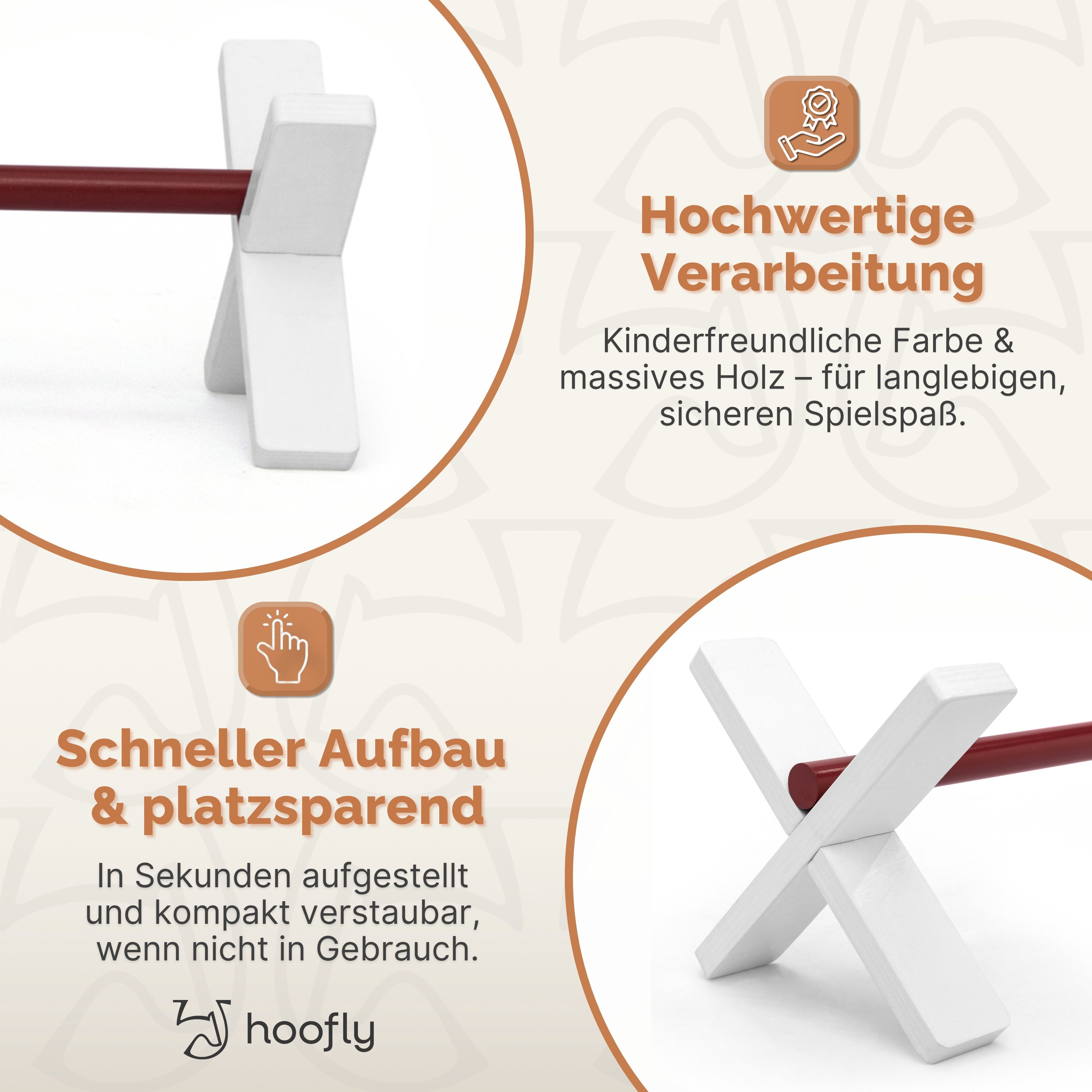 Hoofly Hürde Hobby Horse Cavaletti Set (3-teilig) (3er Set Cavalettis, Hindernis-Set, Hobby Horse Zubehör), Hindernisse für Kinder ab 6 Jahren