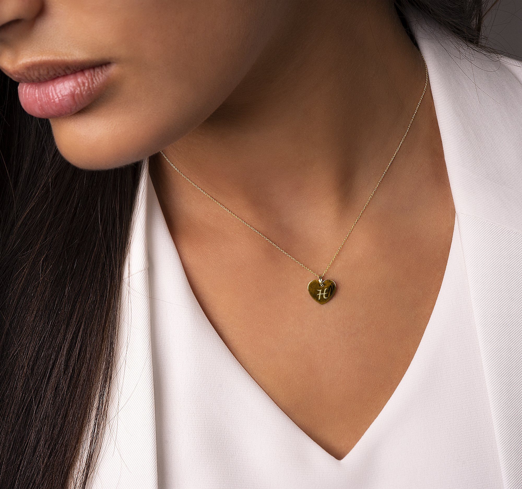 ONE ELEMENT Kettenanhänger Herz mit Gravur H Buchstaben Anhänger aus 333 Ge günstig online kaufen