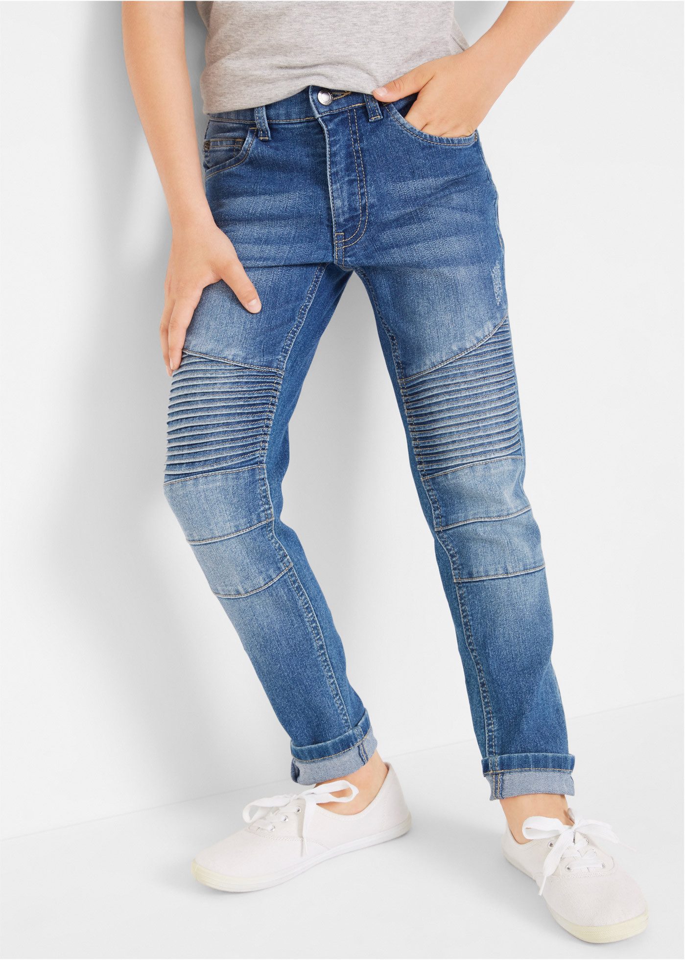 bonprix Skinny-fit-Jeans Skinny fit Passform, verstellbarer Bund, dehnbares Material