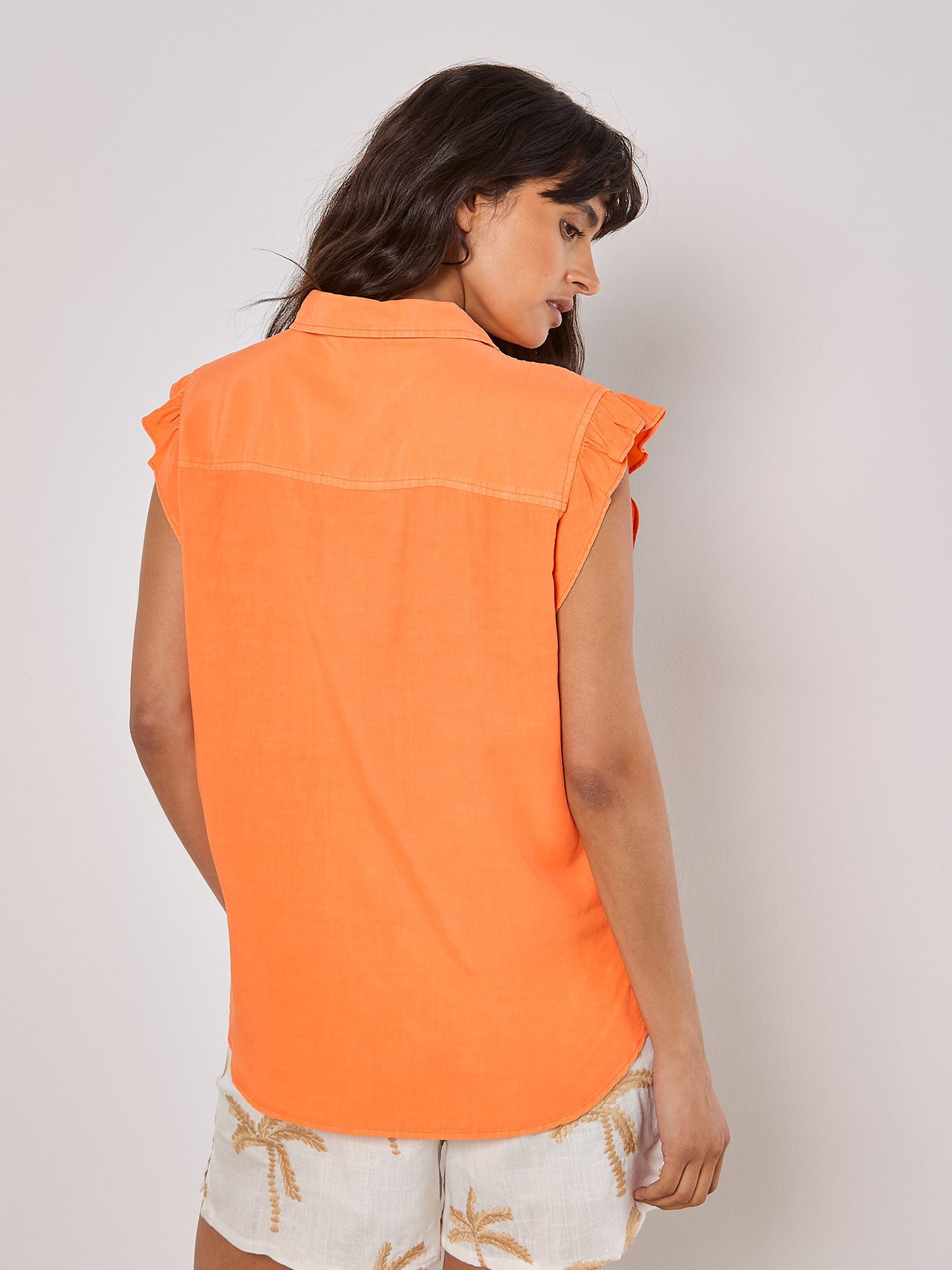 Apricot Blusentop Bluse mit Rüschensaum mit Brusttasche – Bild 4 von 4