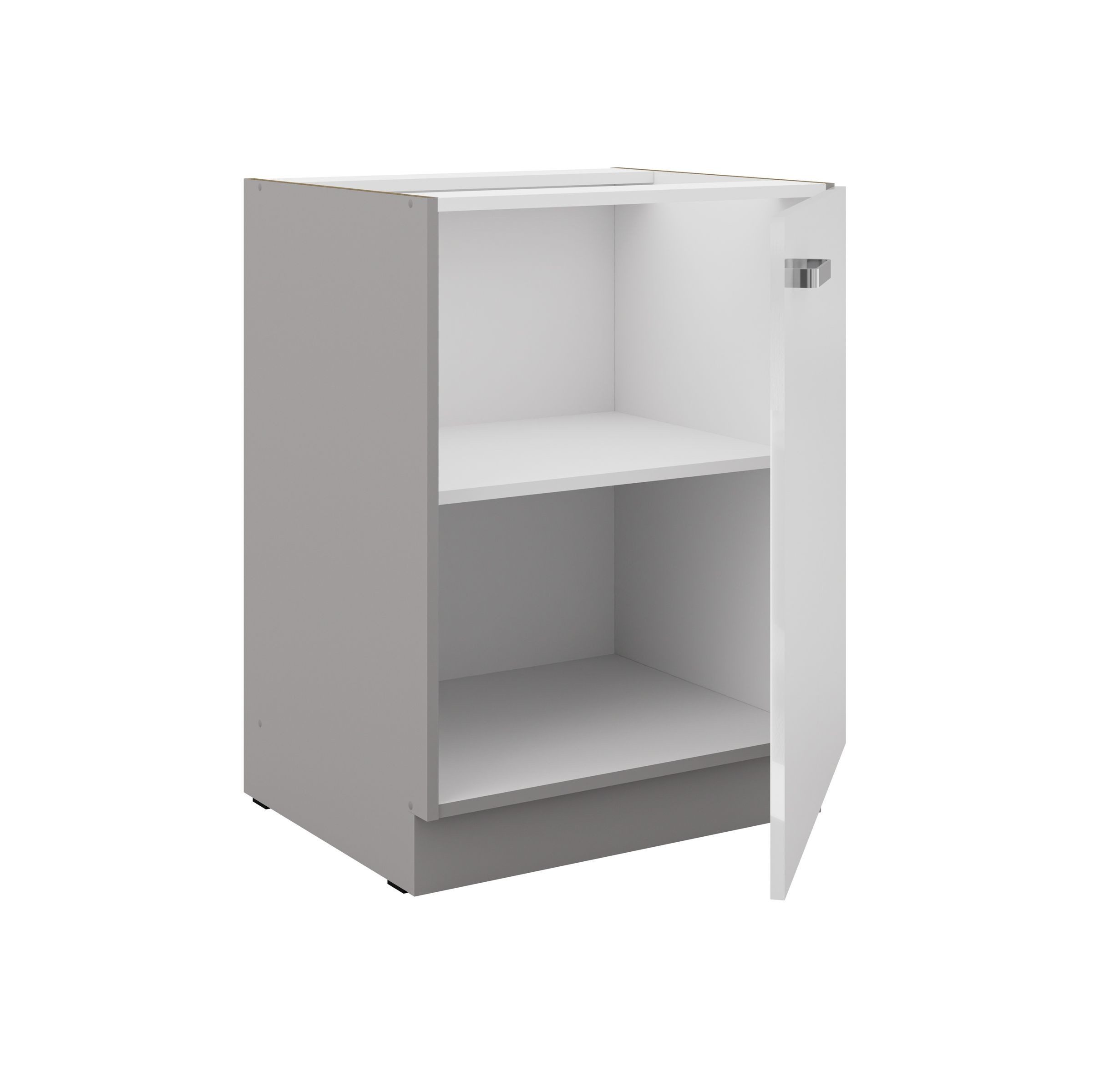 Küchen-Preisbombe Unterschrank 60 cm Küche Bianca Weiß Hochglanz + Grau Küchenzeile Küchenblock