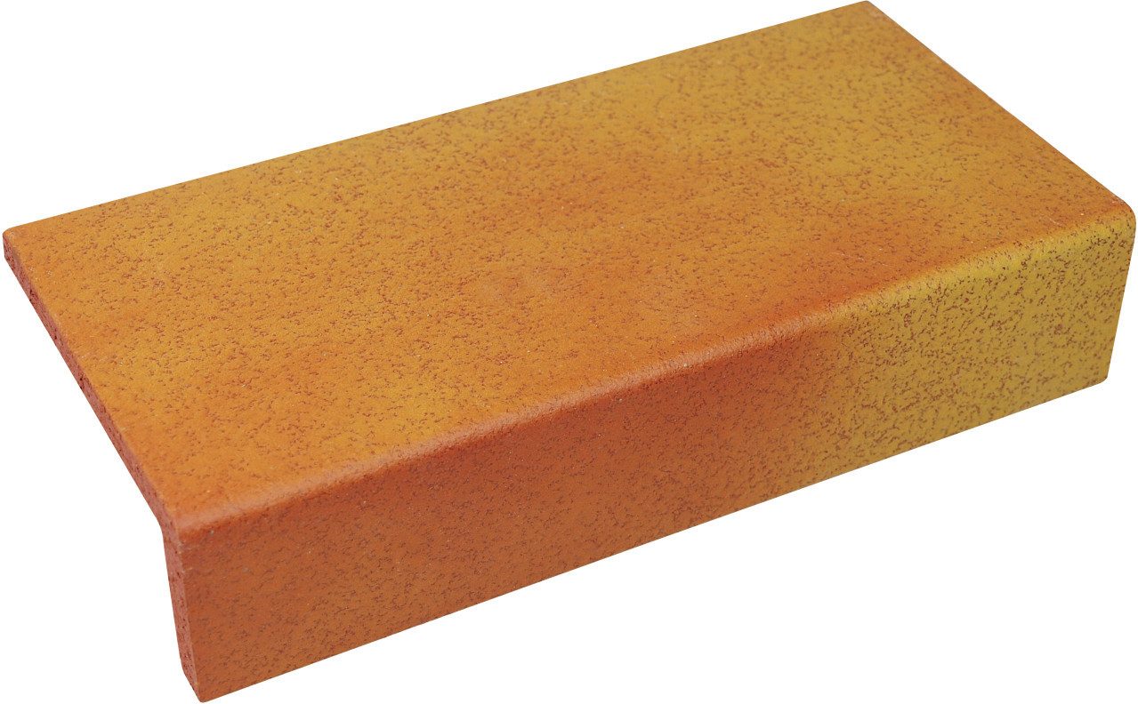 Ammonit Keramik Bodenfliese Längsschenkel Spaltplatte 24 x 11,5 x 5,2 cm, Steinzeug, Rot