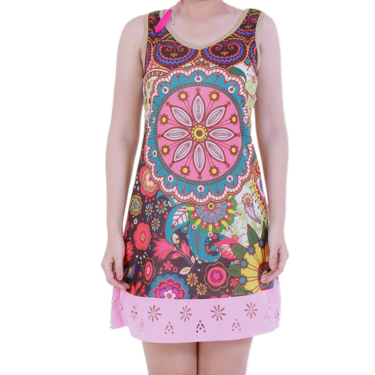 PANASIAM Tunikakleid Sommerkleid 'Underground' farbenfrohe Tunika aus Baumwolle Tunikakleid auch für Schlagerparty 70er Party oder Festivals ein Hingucker