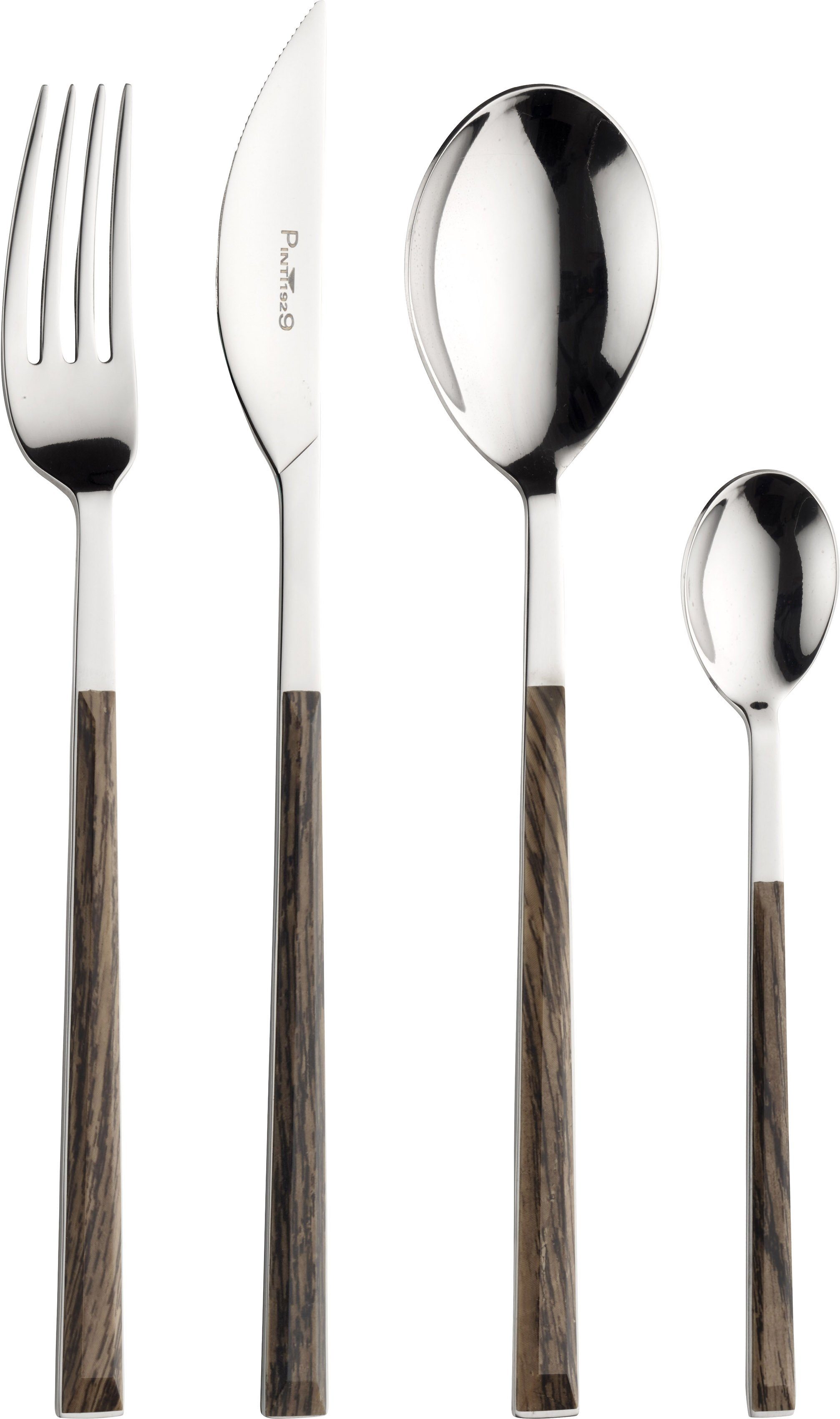 PINTINOX Besteck-Set Sushi (24-tlg), 6 Personen, Edelstahl 18/0, mit Kunststoffgriff in Holz-Optik