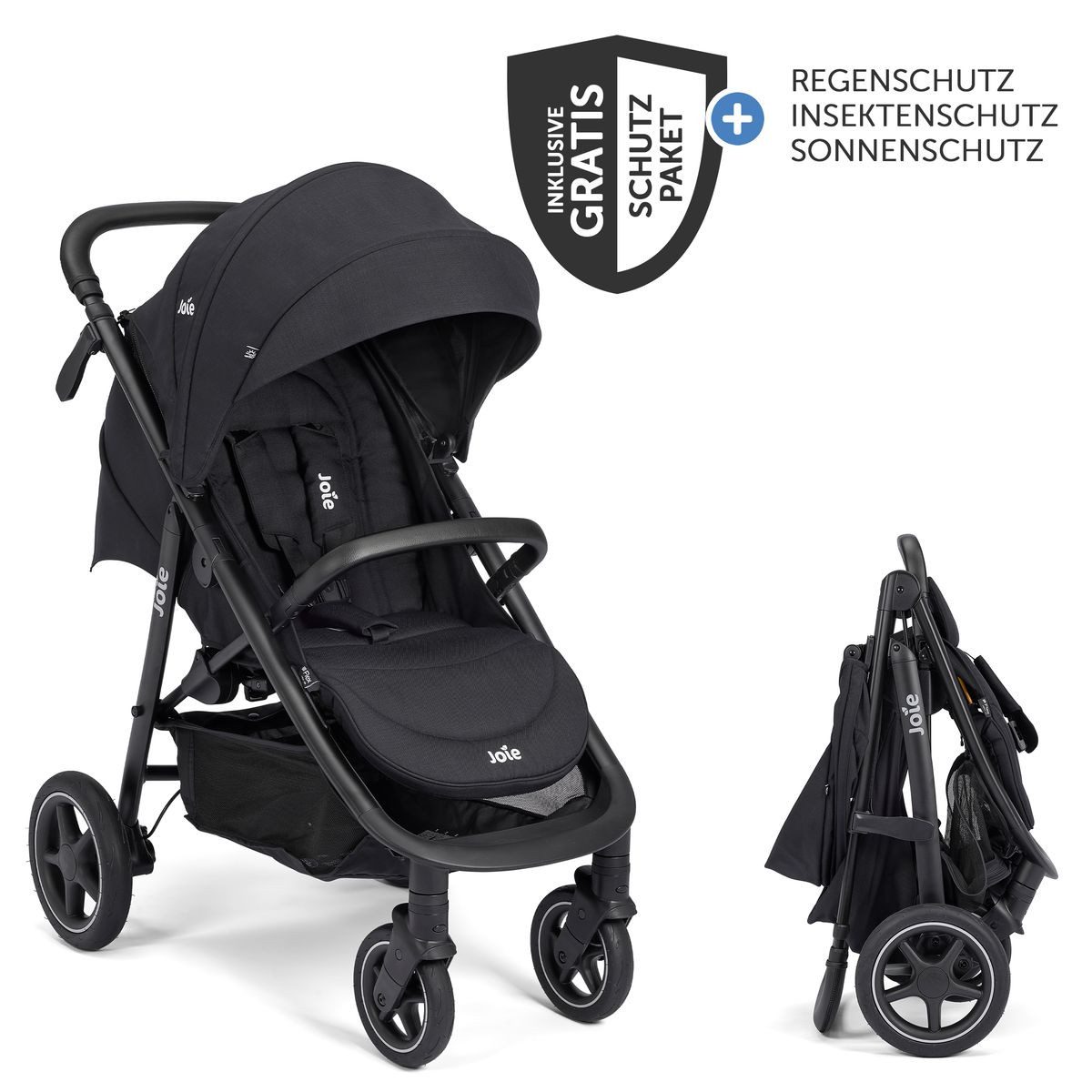Joie Sport-Kinderwagen Mytrax Pro - Raven, Sportwagen mit Liegefunktion & Regenschutz höhenverstellbar bis 22 kg