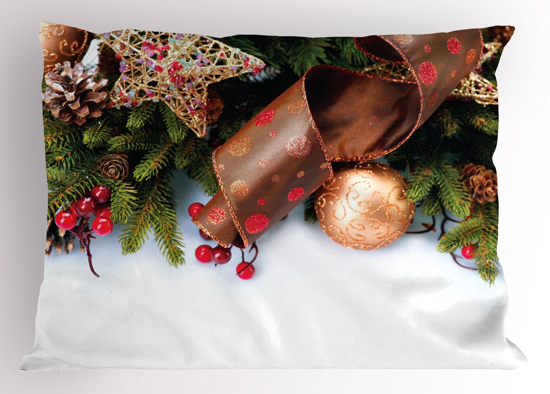 Kissenbezüge Dekorativer Standard King Size Gedruckter Kissenbezug, Abakuhaus (1 Stück), Weihnachten Tannenzapfen Garland