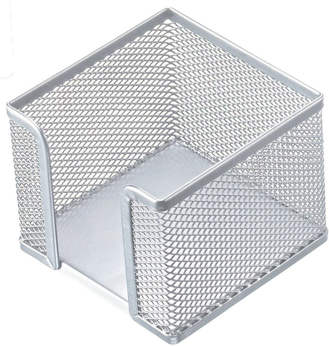 Notizzettel Zettelbox Mesh Metall silber leer.