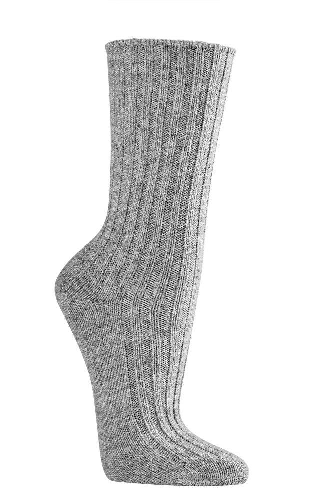 Wowerat Socken Warme Socken mit 40% Biowolle in vielen schönen Farben (2 Paar) hellgrau