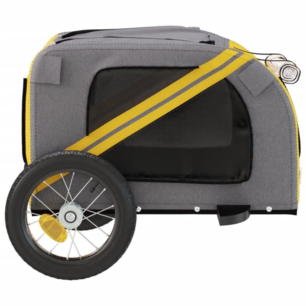vidaXL Bicycle Dog Trailer 30 kg Bicycle Trailer for Dogs Yellow and Grey Oxford Fabric and Iron