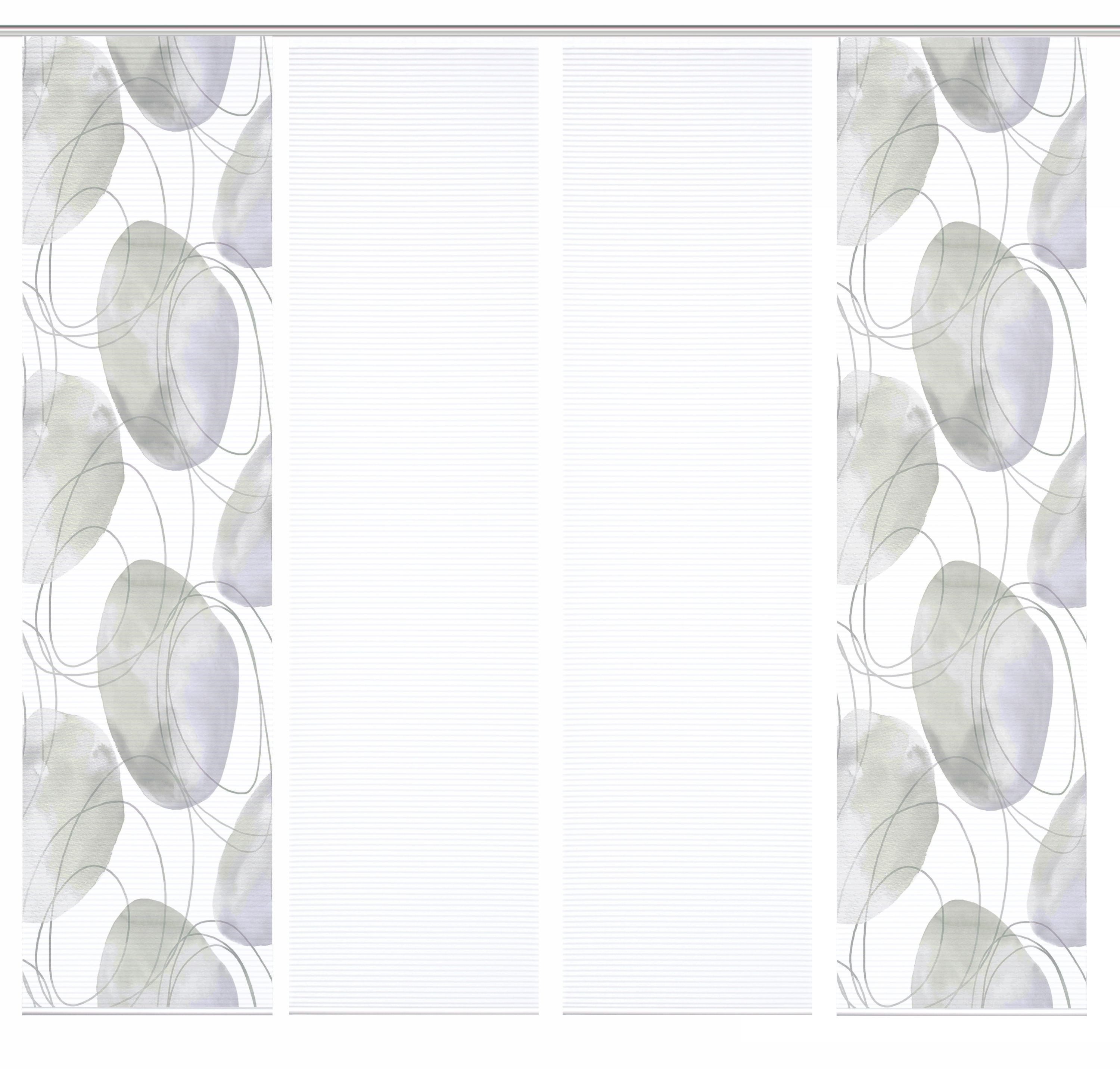 HOME WOHNIDEEN Schiebegardine HIG Schiebegardine ELLRIK, recycelt, 245x60 cm, bedruckt, Bambusoptik (4 St), Paneelwagen, halbtransparent, Polyester (recycelt) Polyester