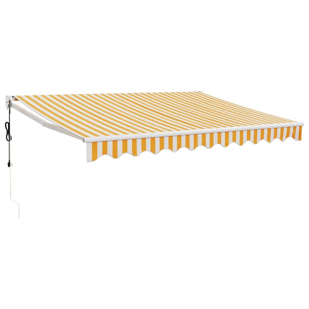 furnicato Markise Elektrische 3 x 2,5 m Gelb und Weiß mit Fernbedienung UV-beständige Sonnenmarkise mit Kurbel und einfacher Wandmontage