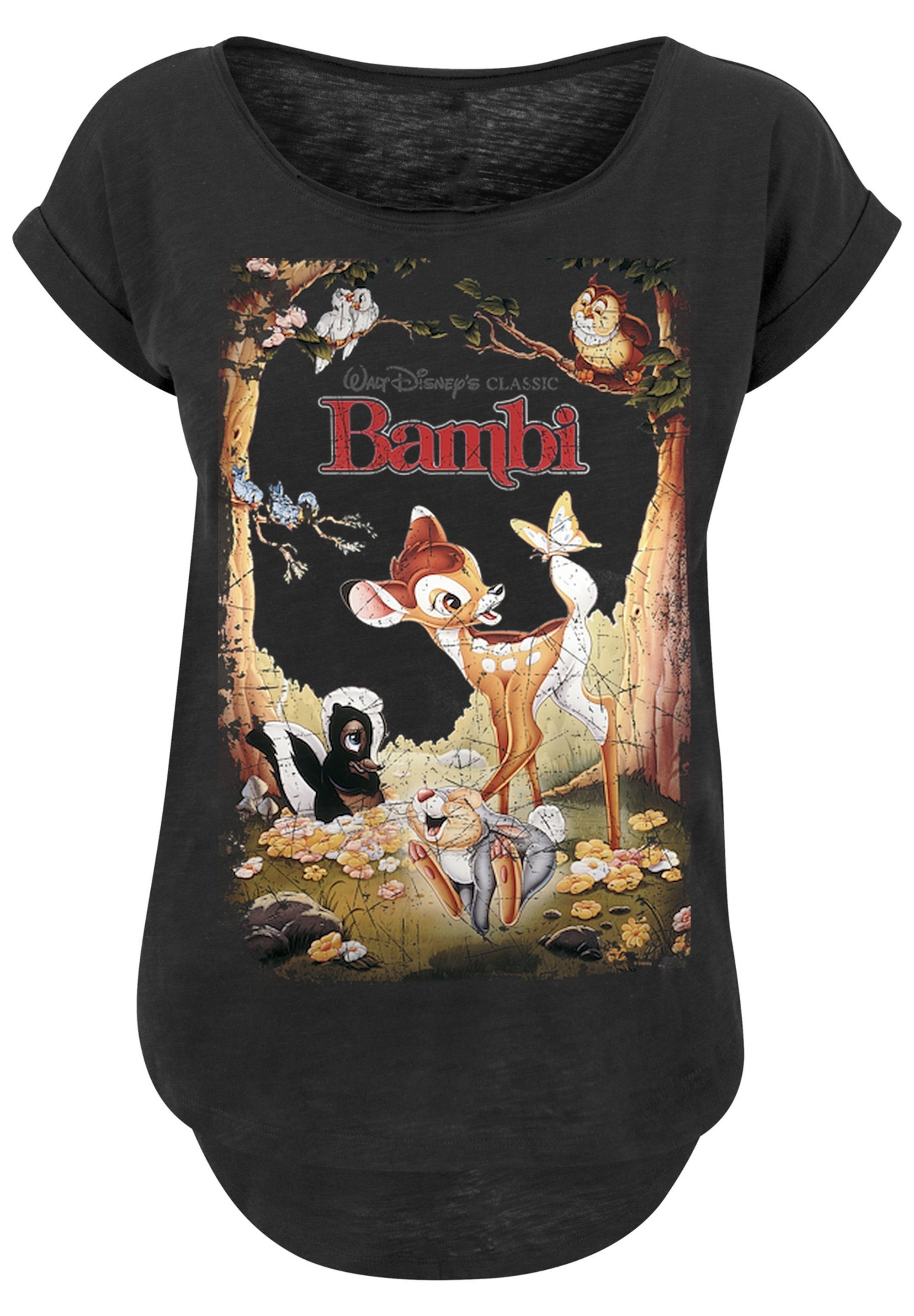 Baumwollstoff mit Tragekomfort T-Shirt F4NT4STIC Bambi Retro Print, hohem Sehr Poster weicher