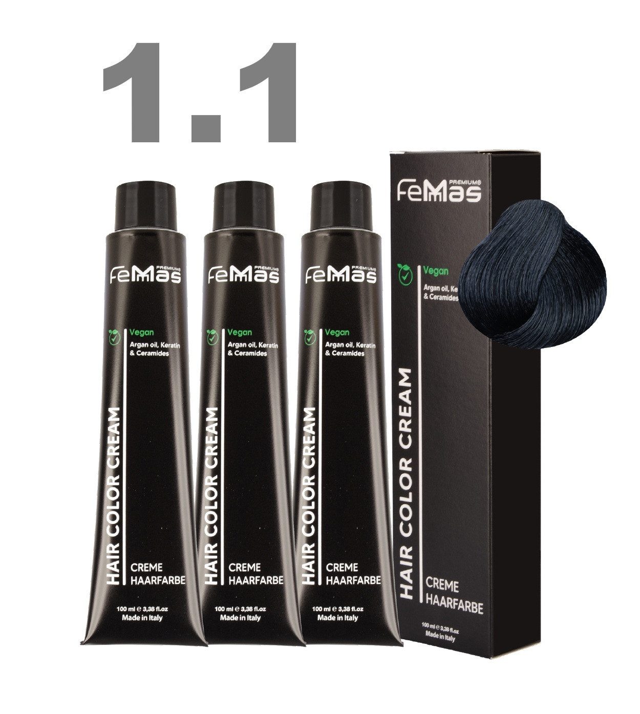 Femmas Premium Haarfarbe FemMas professionelle Haarfarbe mit Arganöl 3 x 100 ml
