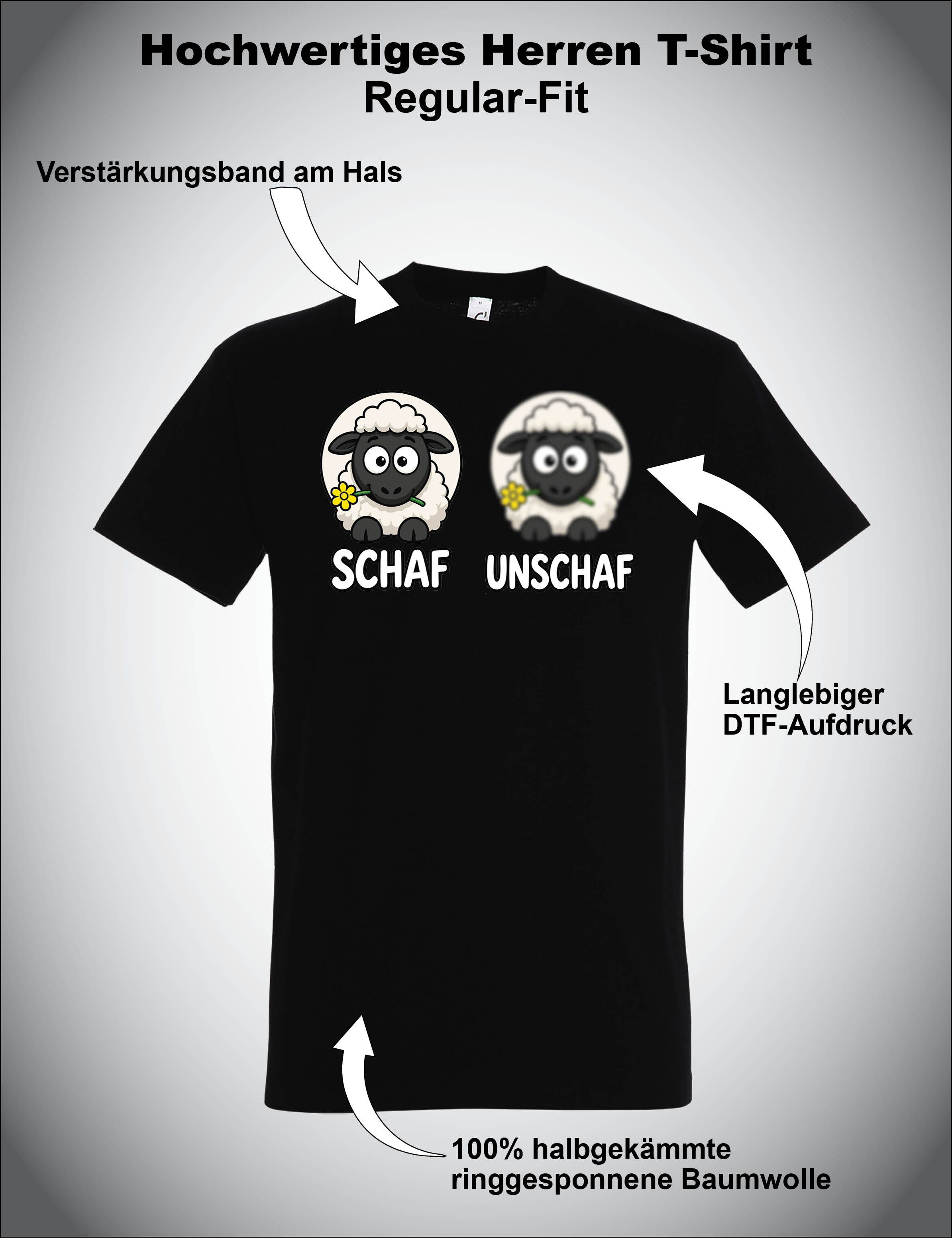 Youth Designz Print-Shirt "Schaf Unschaf" Herren T-Shirt Lustigen Print Statement Geschenk mit witzigen und stylischen Aufdruck für Männer – Bild 3 von 5