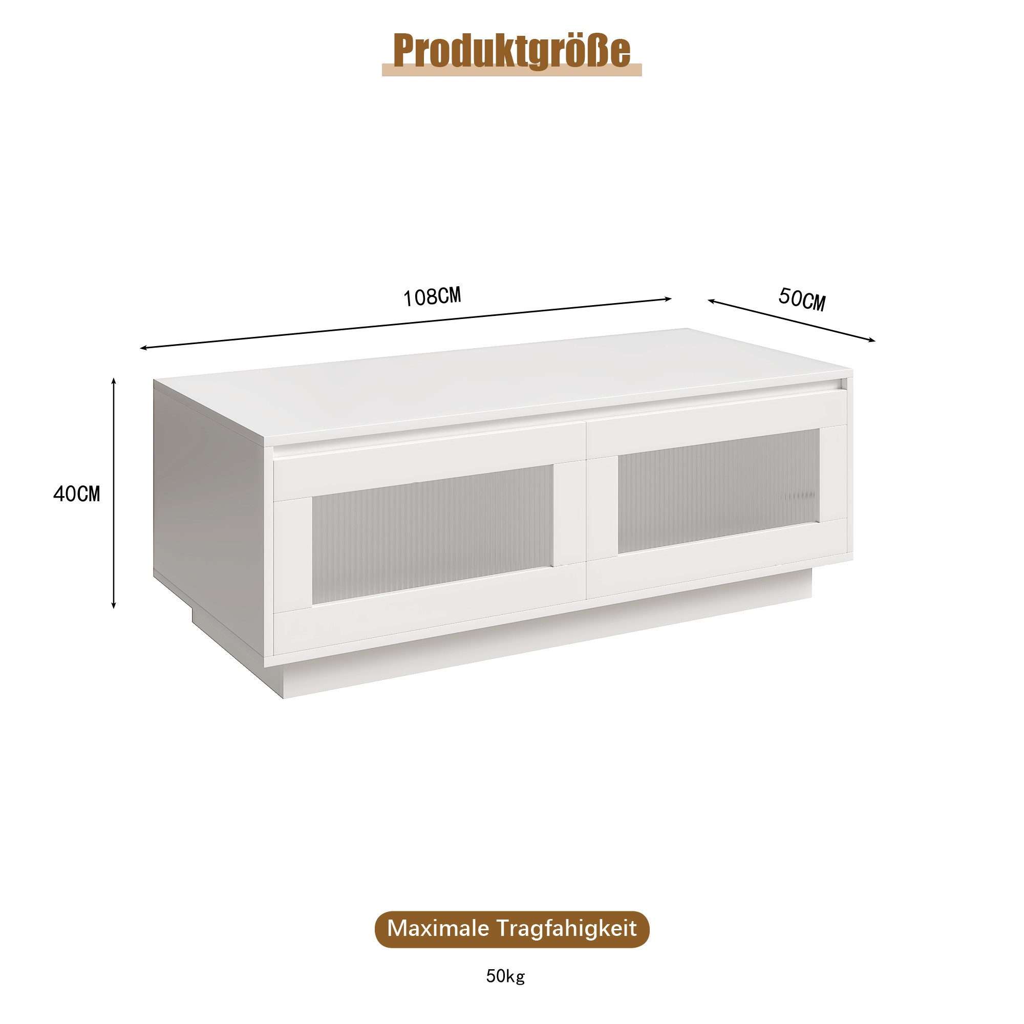 radelldar Couchtisch LED-Beleuchtung matt 108x50x40cm (1 günstig online kaufen