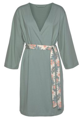 LASCANA Kimono, Kurzform, Single-Jersey, Gürtel, in uni und Allover-Druck