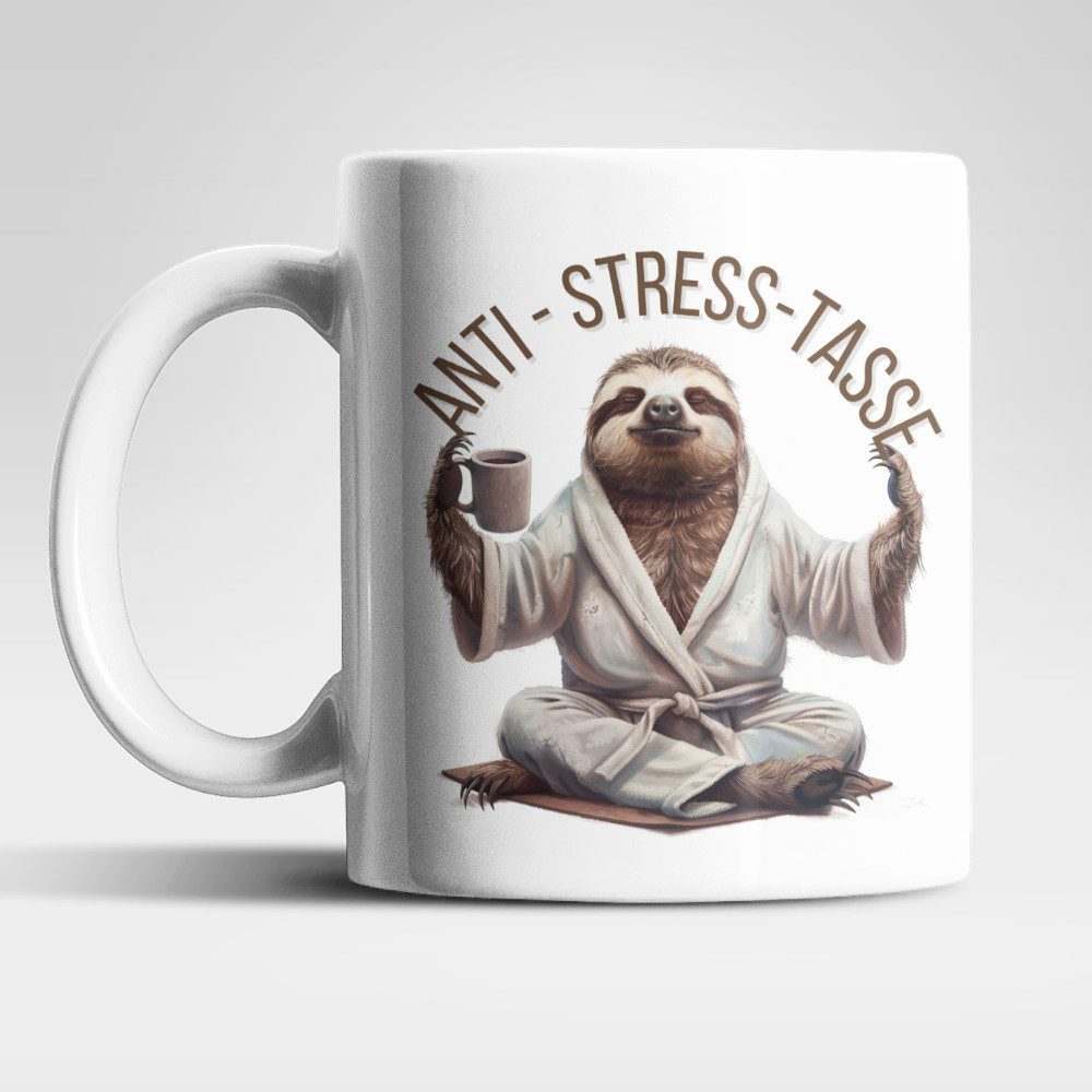 WS-Trend Tasse Anti Stress Faultier Kaffeetasse Teetasse Geschenkidee 325 ml, 4-tlg., Keramik