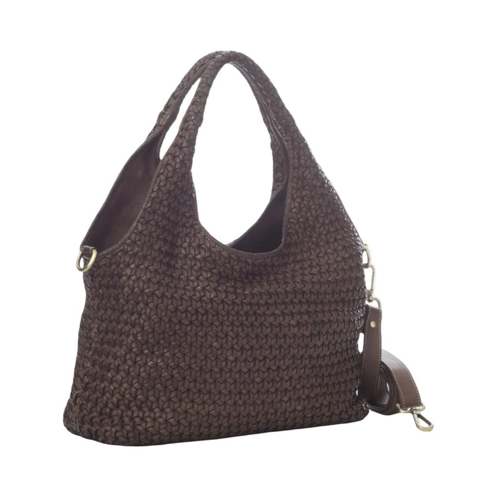 BZNA Schultertasche Emilia Designer Handtasche Tasche Shopper, Geflochtenes Leder Front