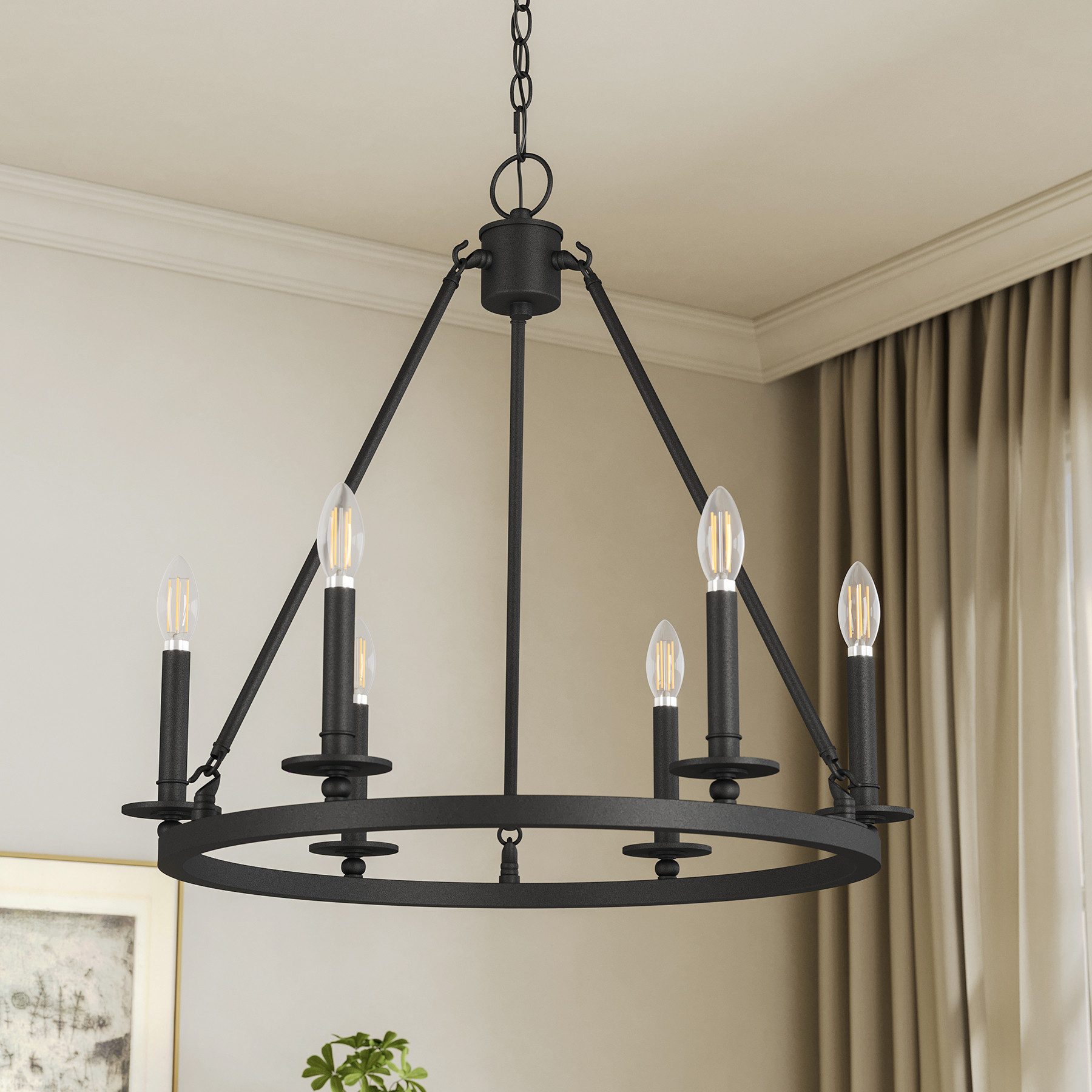 Tribesigns Kronleuchter Vintage Deckenleuchte Schwarz, 6 Flammig Hängelampe, E14 Fassung, Metall, für Küche, Esszimmer, Hütte, Diele, Flur [Energy Class E]