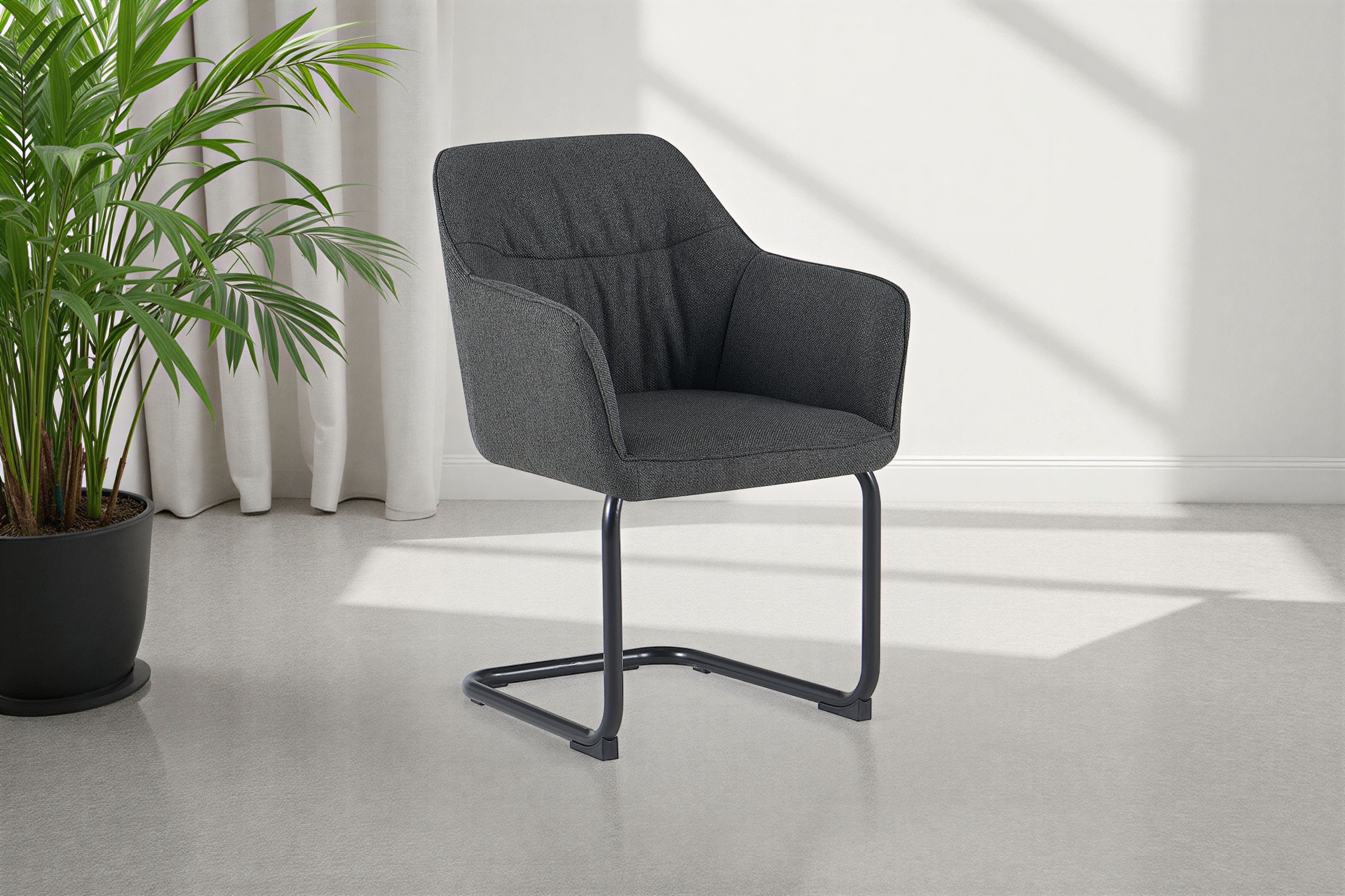 OTTO home Freischwinger Elba (Set, 2 St), gemütlicher Stuhl / Sessel, 180 Grad drehbar, Auto Return, Webstoff