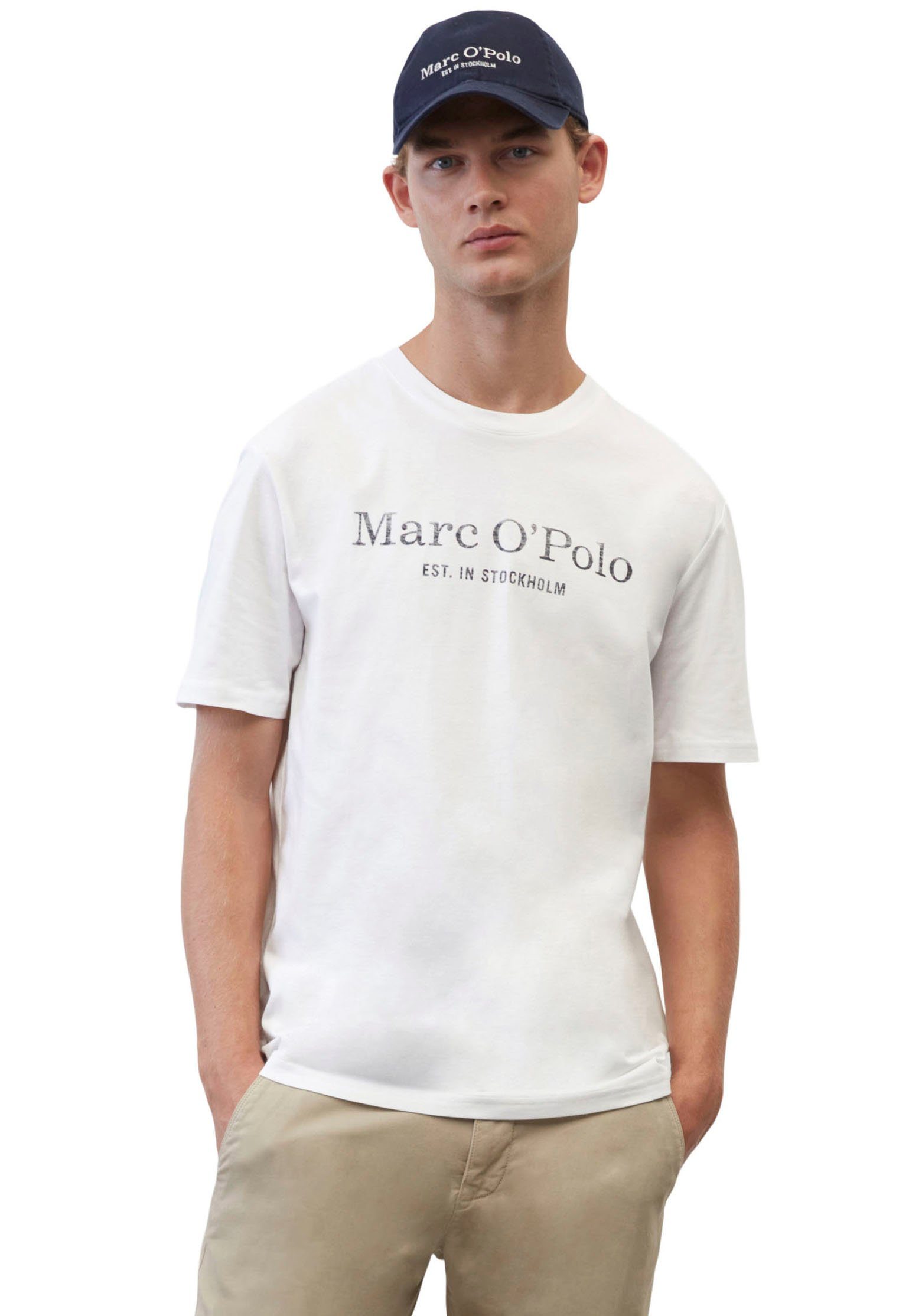 Marc O'Polo T-Shirt klassisches Logo-T-Shirt weiß