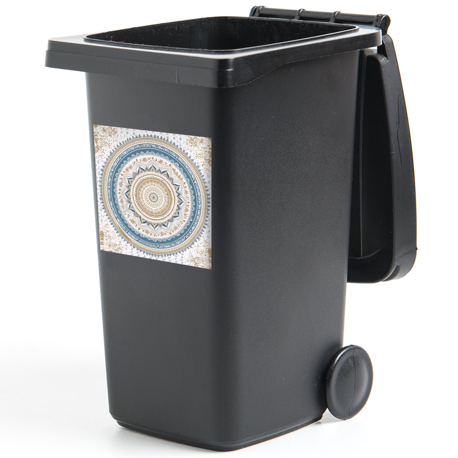 Container, MuchoWow Mülleimer-aufkleber, Mülltonne, Weiß - Sticker, - - St), (1 Design Blau Mandala Abfalbehälter Wandsticker Bohème -