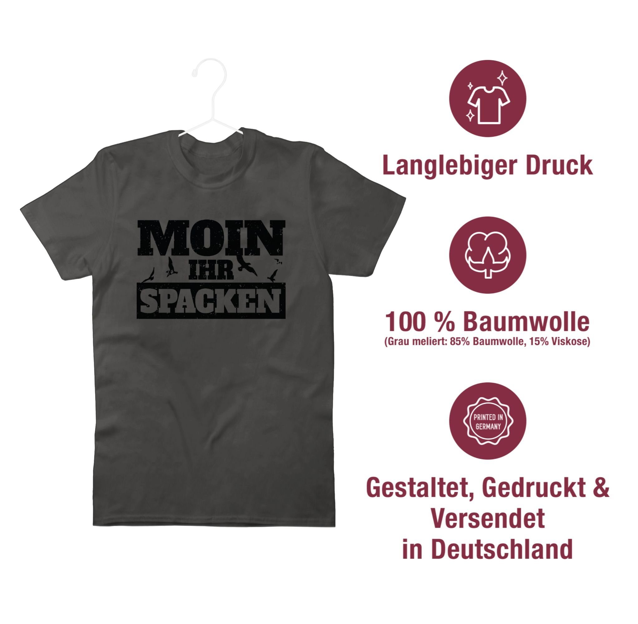 Moin 03 T-Shirt Sprüche - Statement ihr Dunkelgrau Shirtracer schwarz Spacken