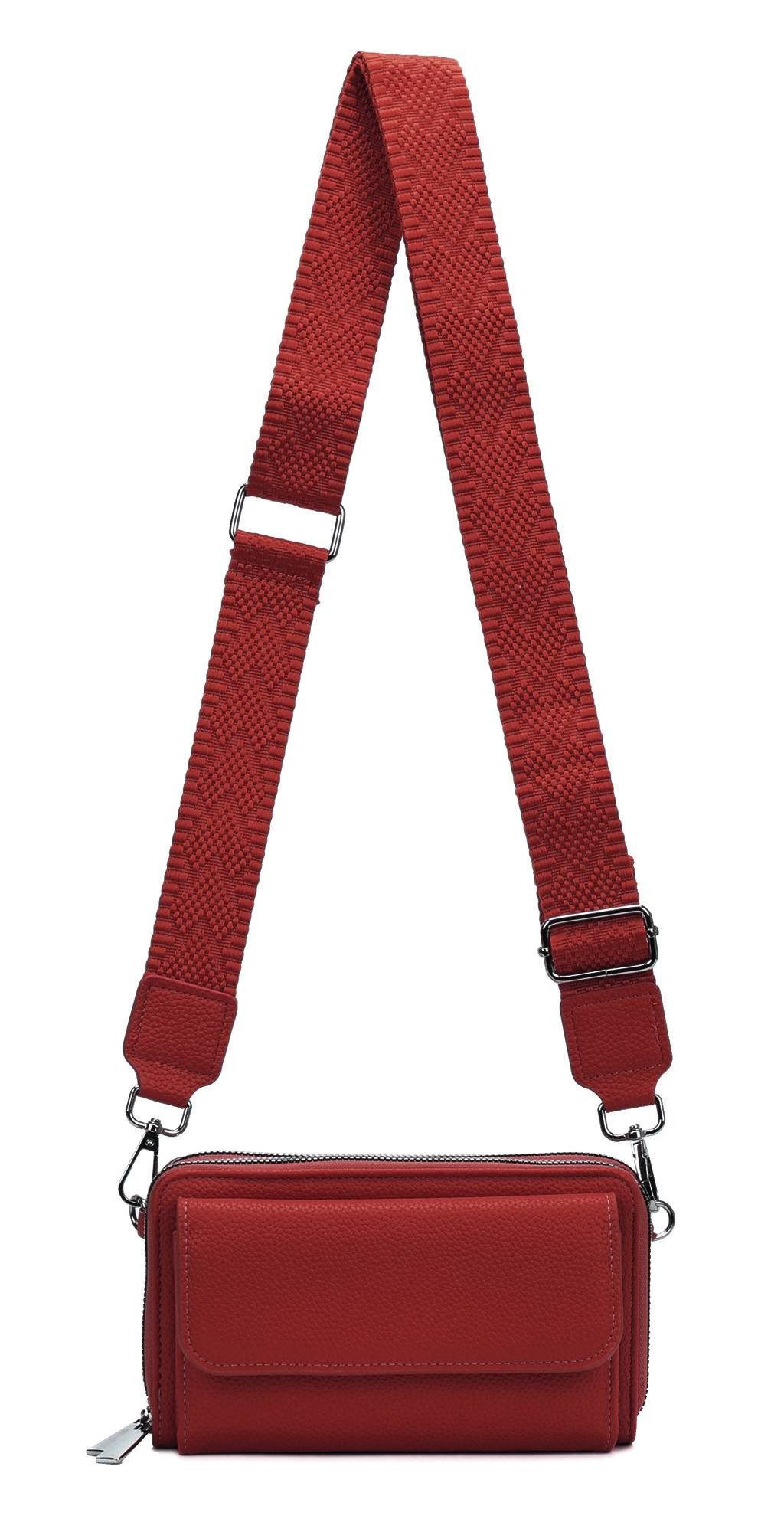 ITALYSHOP24 Schultertasche Damen Tasche Crossbody Brusttasche Kartenetui Umhängetasche Smartphone (kleine Gürtel-Tasche, 2 getrennte Fächer, breites Gurt, Kartenetui), Bodybag Geldbörse Muster Taschengurt Handytasche Leder Optik Crossover