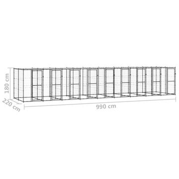 vidaXL Hundezwinger Outdoor-Hundezwinger Stahl mit Überdachung 21,78 m²