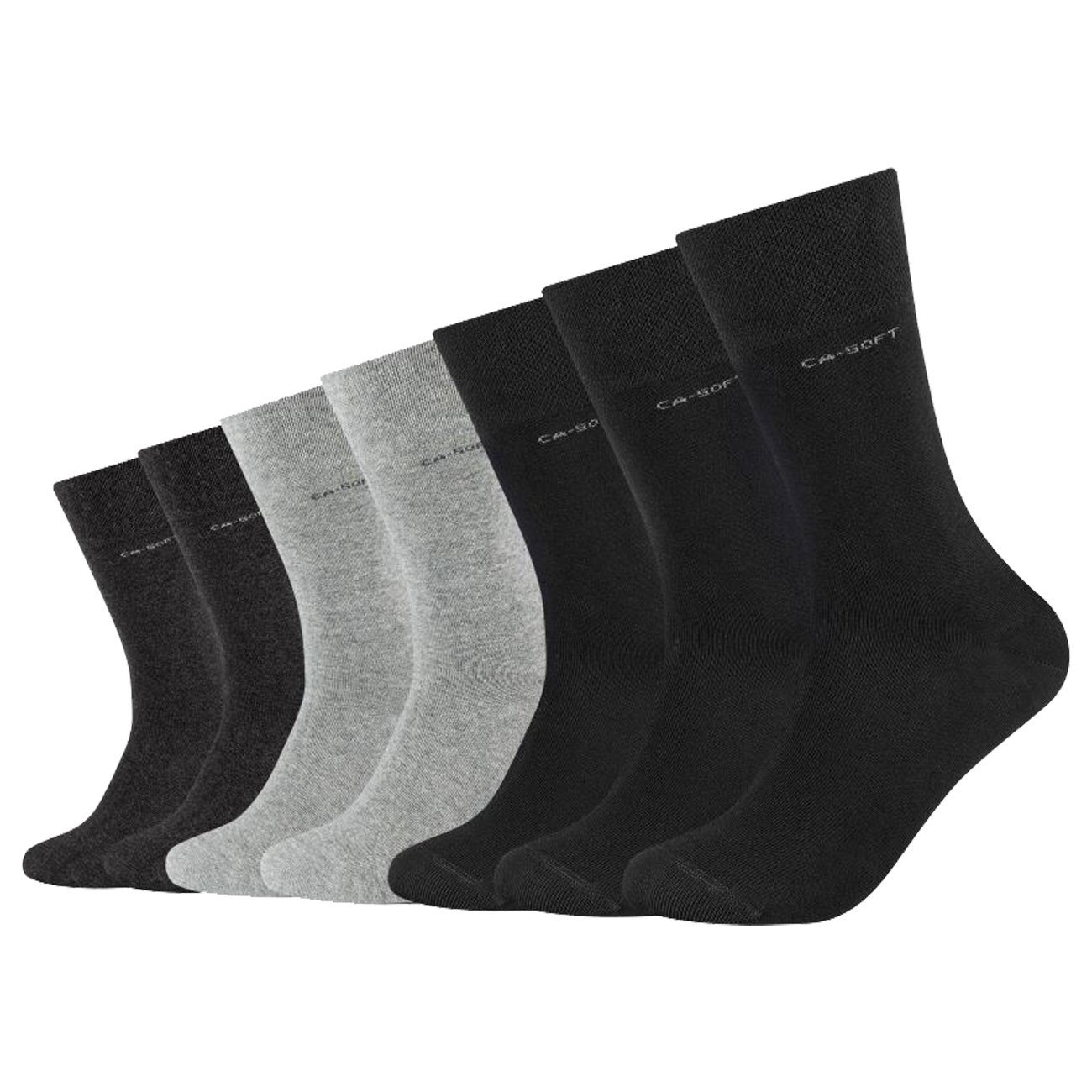 Camano Langsocken Unisex Regular Socken CA-Soft (7-Paar) Gesundheitssocken ohne Gummi Black Mix (9997)