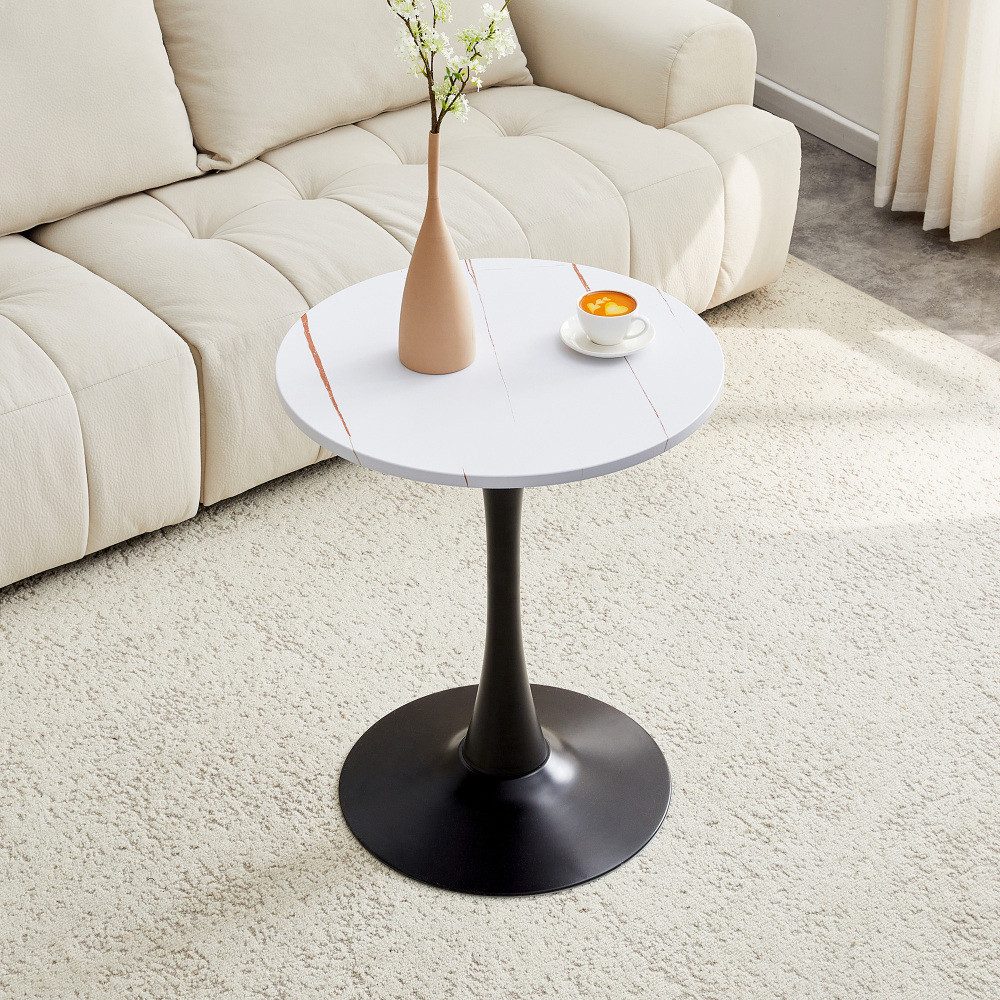 BBWL Beistelltisch Runder 60 cm aus MDF mit Metallfuß Mid-Century Stil, für Wohnzimmer und Essbereich, Dielentisch