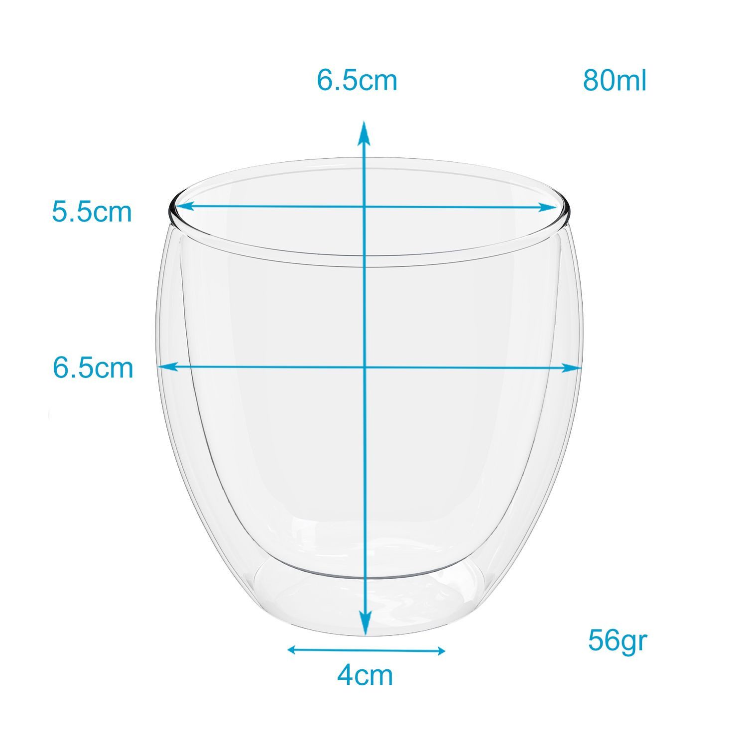Intirilife Espressoglas, 4-tlg., Glas, 4x Espressoglas doppelwandig Kaffeeglas Teeglas Thermoglas Gläser