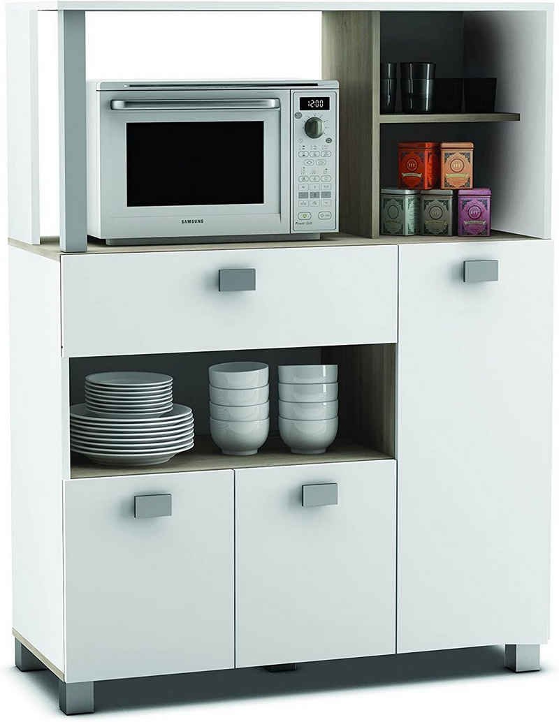 habeig Küchenbuffet »Küchenschrank 146 weiß Küchenregal Küchenmöbel Buffetschrank Küche«
