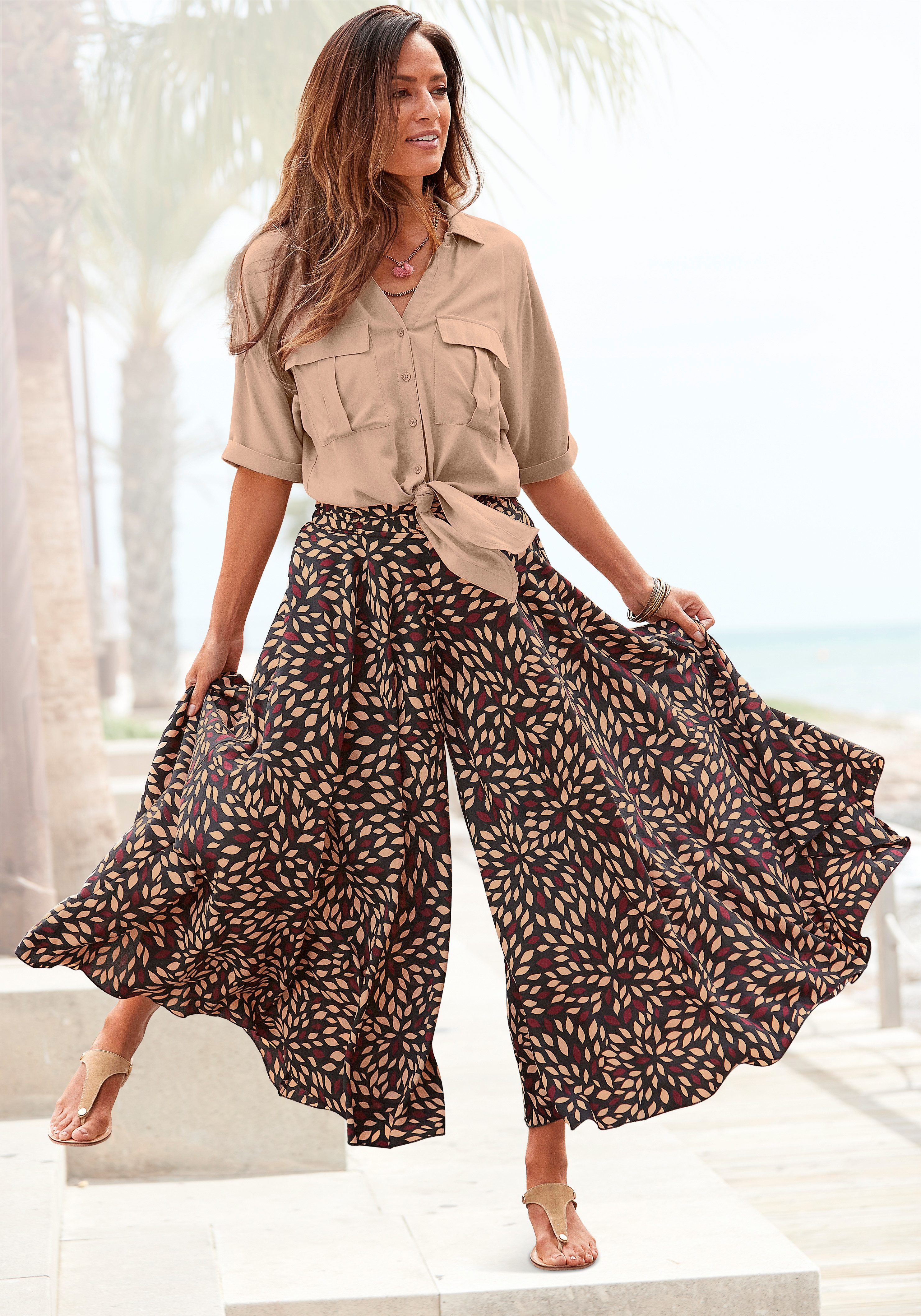 LASCANA Hosenrock aus glatter Ware, Culotte, extraweites Bein