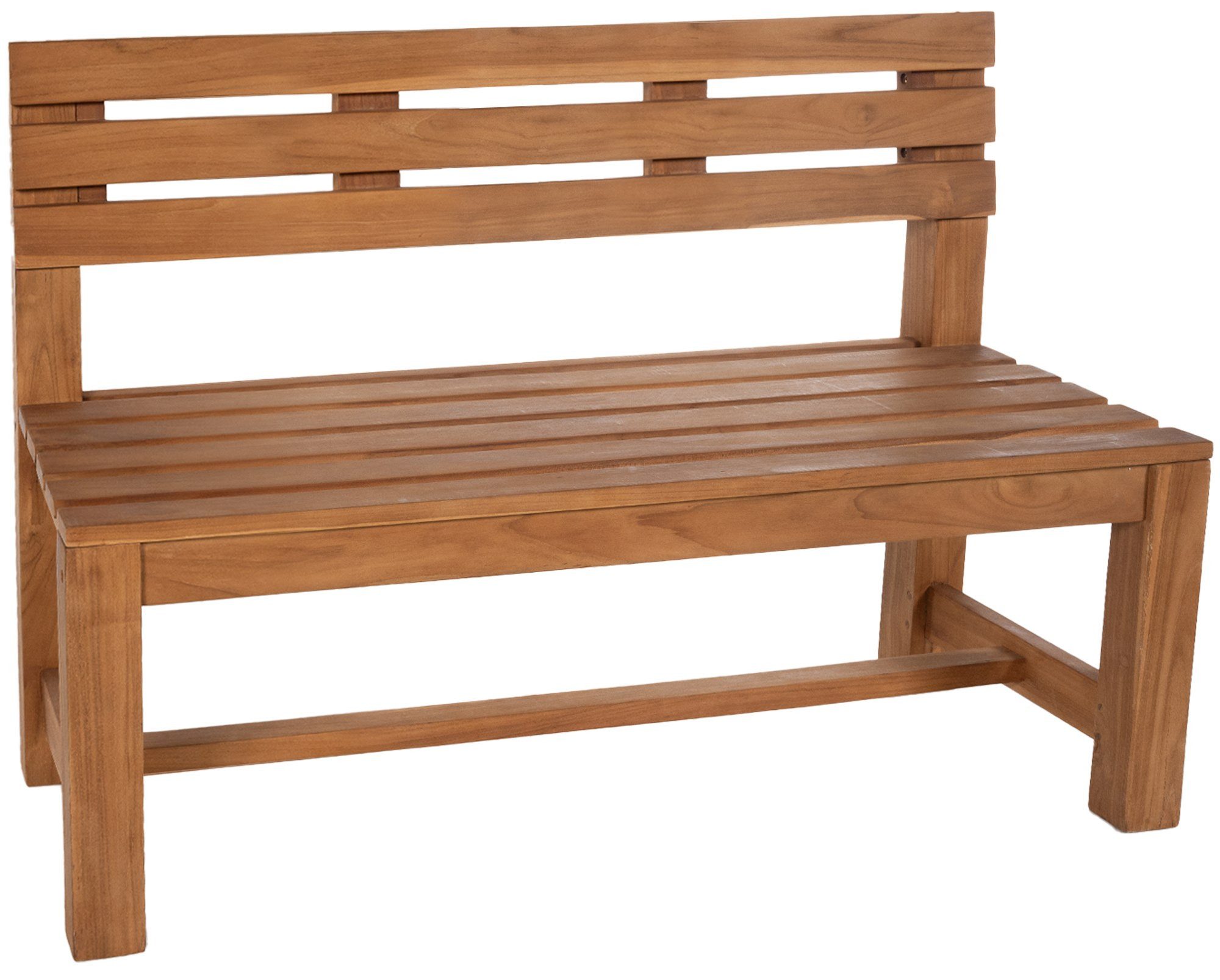 TPFGarden Gartenbank Montaro (Massives Teakholz – wetterfest und langlebig, Zeitloses Design für Garten, Terrasse oder Balkon), Maße (TxBxH): 50 x 150 x 85cm - Farbe: teak
