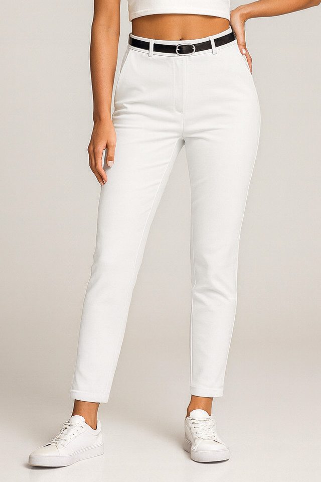 Pantalon Chino Stretch Pour Femme Kendindza - Tissu élégant Et Confortable - Coupe Ajustée - Avec Ceinture - Idéal Bureau Et Loisirs - 6
