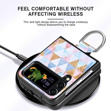 Wigento Handyhülle Für Samsung Galaxy Z Flip4 5G Design Kunststoff Handy Tasche Hülle Etuis Muster