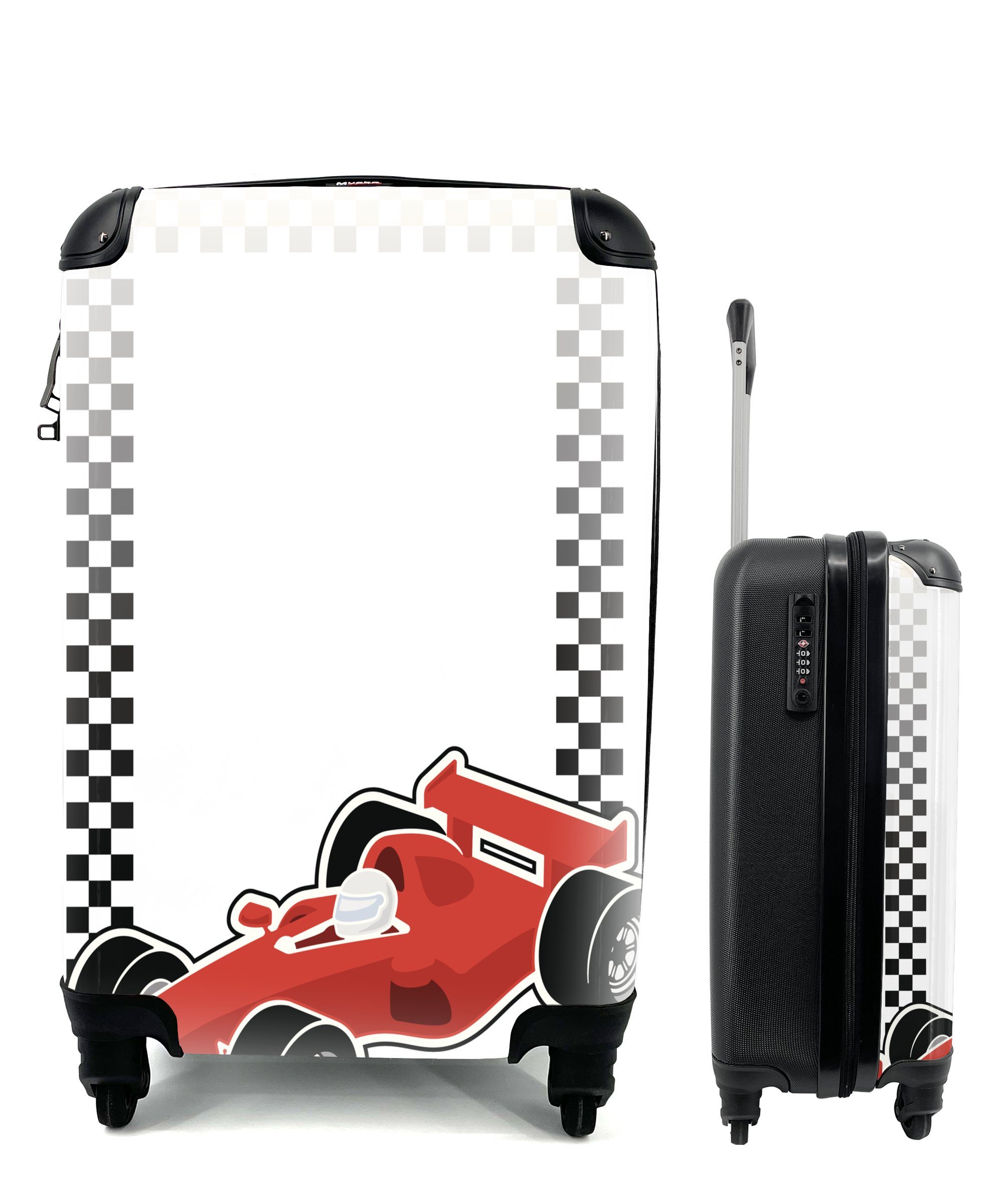 illustriert Reisetasche Handgepäck Ziellinie, Reisekoffer Formel-1-Rennwagen, Ferien, für einer Rollen, Ein mit MuchoWow mit 4 Handgepäckkoffer rollen, Trolley,