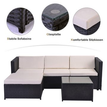 Flieks Gartenlounge-Set, (2-tlg), Polyrattan Gartenmöbel mit kissen und Tisch