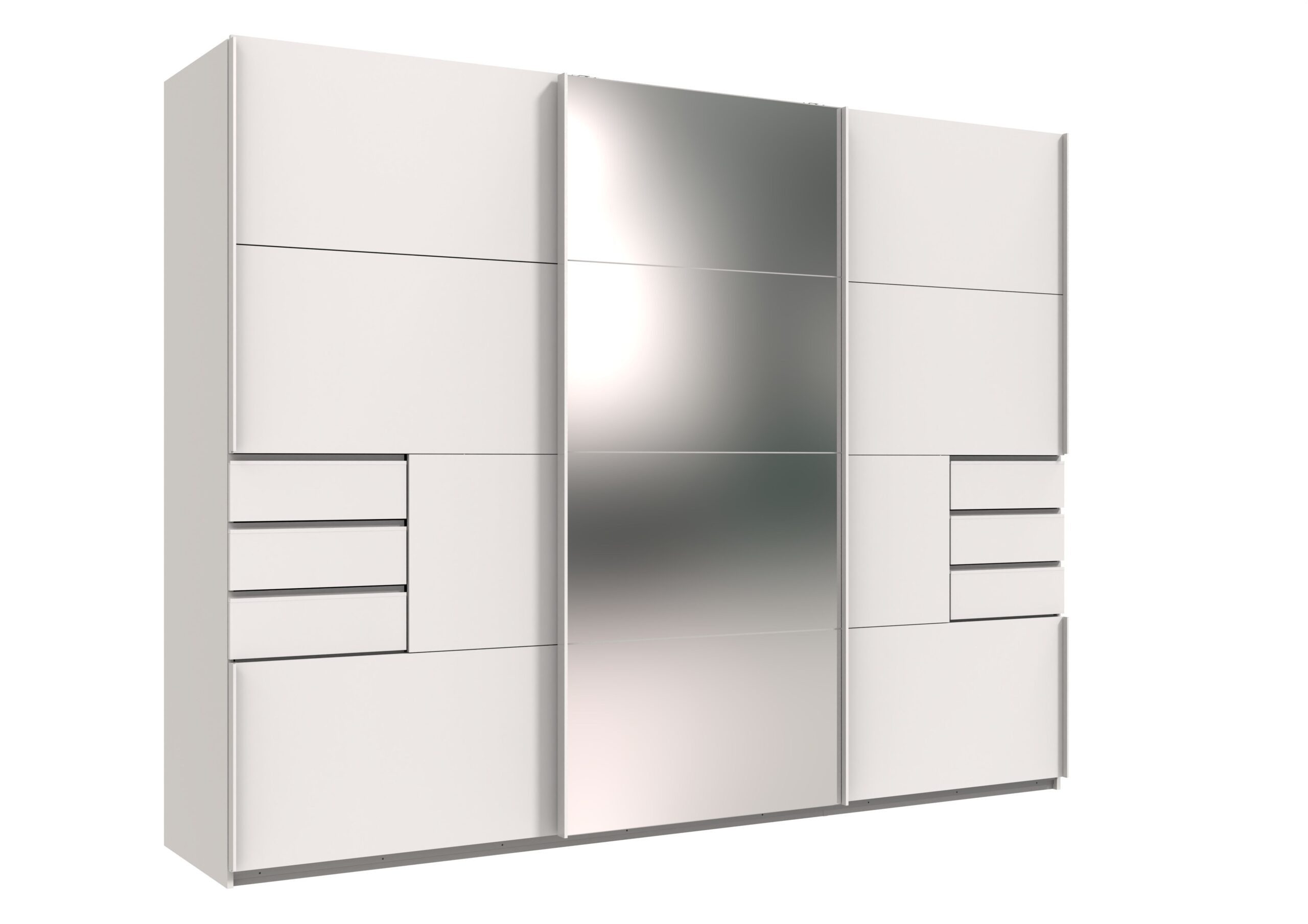 möbel-direkt.de Kleiderschrank Saigon in Weiß und weißen Griffen (Spar-Set, 1-St., Kleiderschrank) mit Spiegeltür