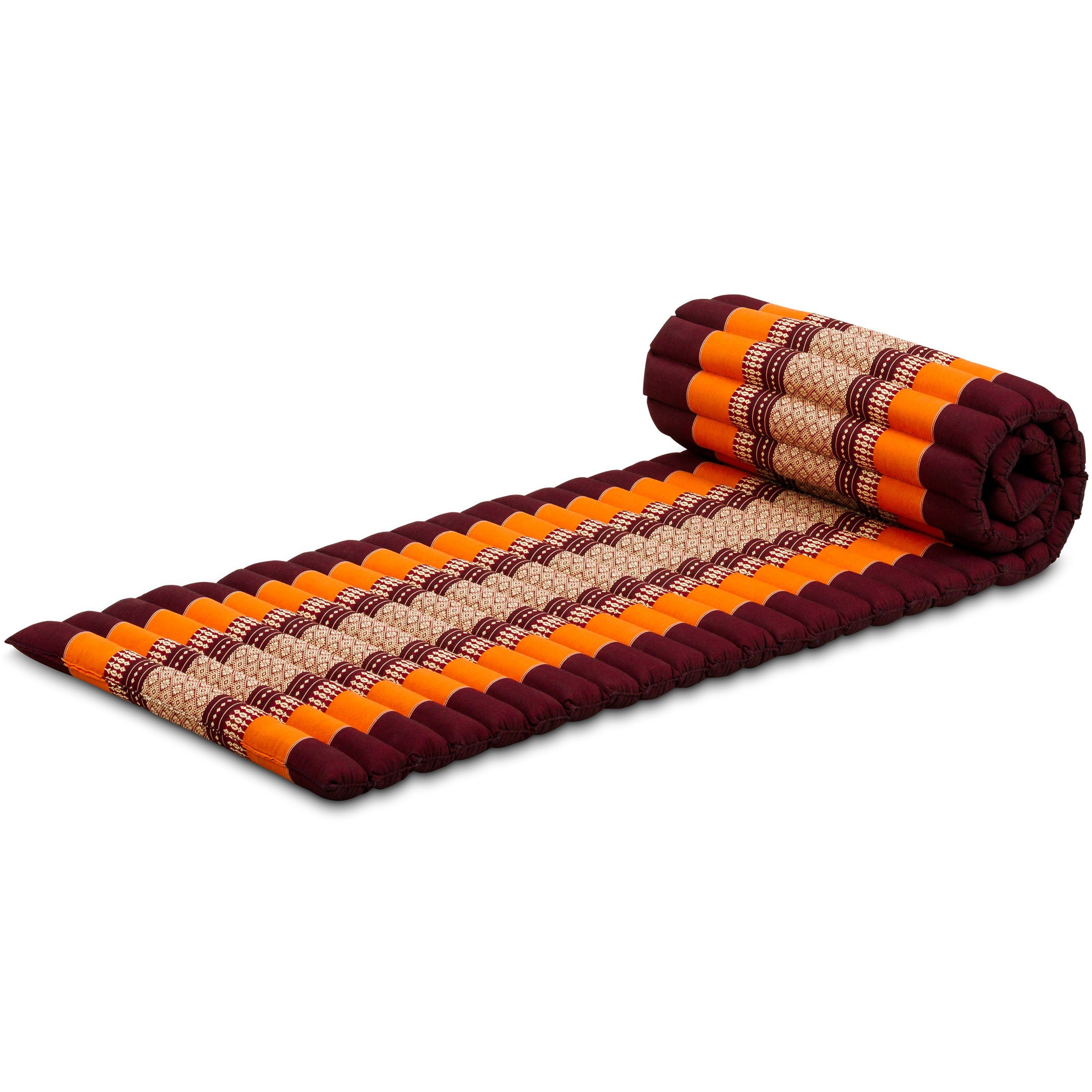 Rollmatte hoch, breit, handgefertigt, cm Kapok livasia, 4,50 Orange vegan Reisebett-Matratzen 50 cm 210x50x4,5cm, und