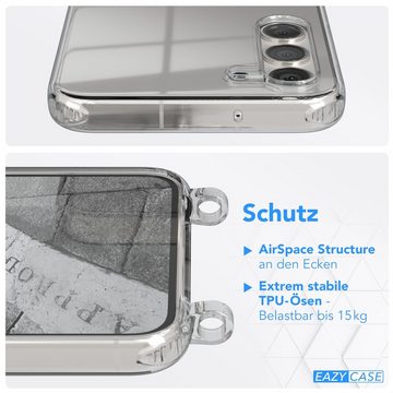 EAZY CASE Handykette Hülle mit Kette für Samsung Galaxy S23 Plus 6,6 Zoll, Umhängeband mit Backcover Etui Schutzhülle Hülle Case Hellgrau Weiß